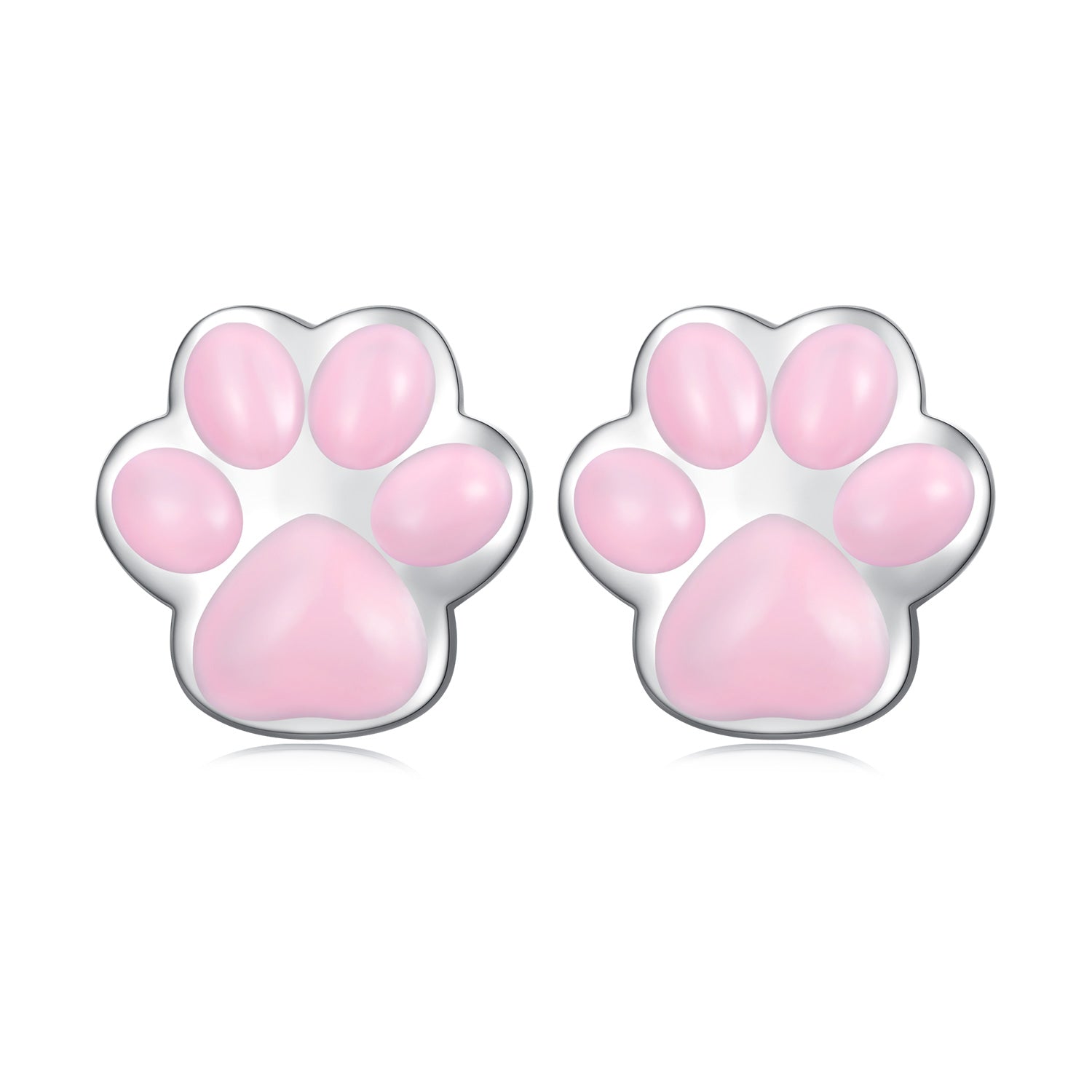 Silver Earrings Pink Cat Paws Stud Earrings For Sale - sursenso Earring
