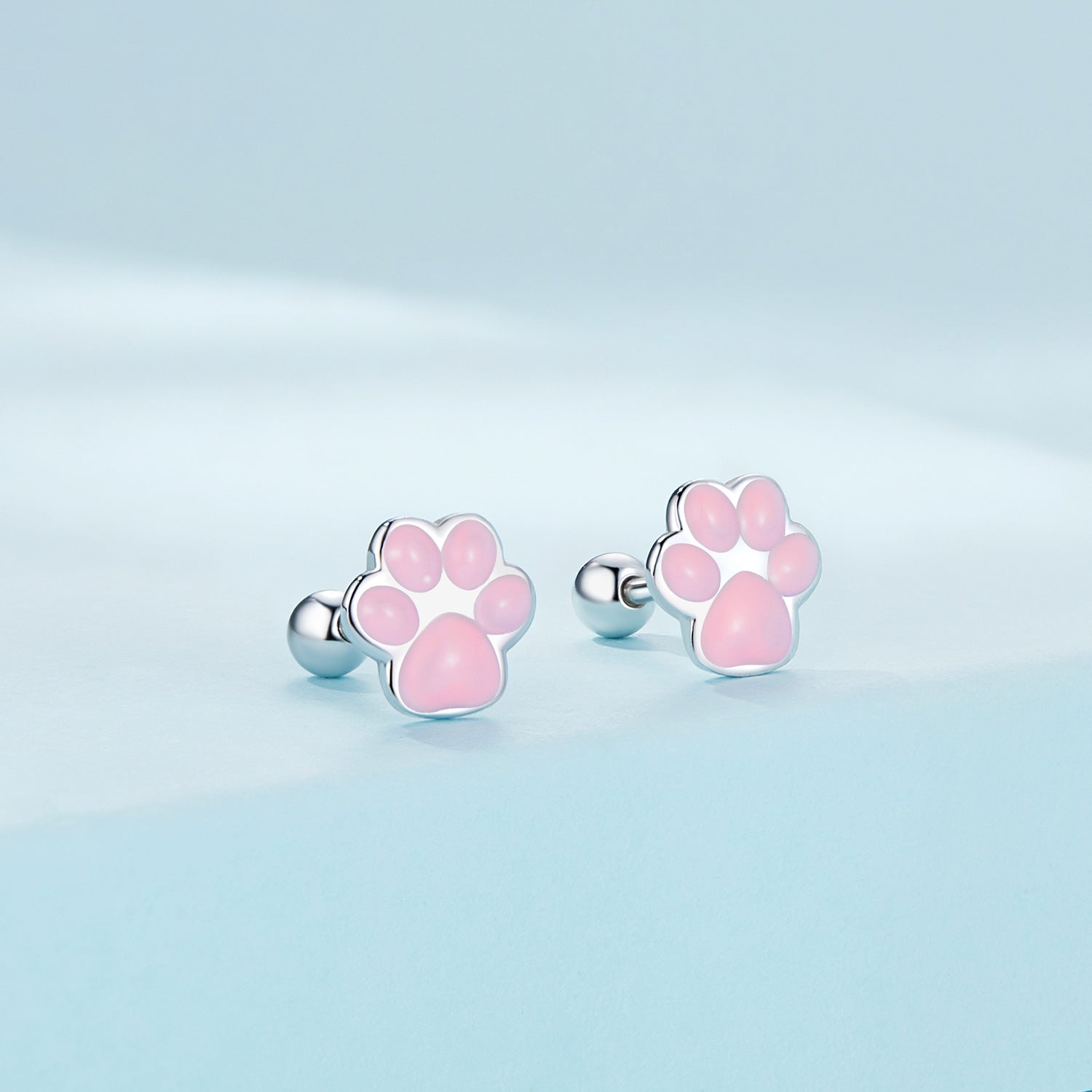 Silver Earrings Pink Cat Paws Stud Earrings For Sale - sursenso Earring