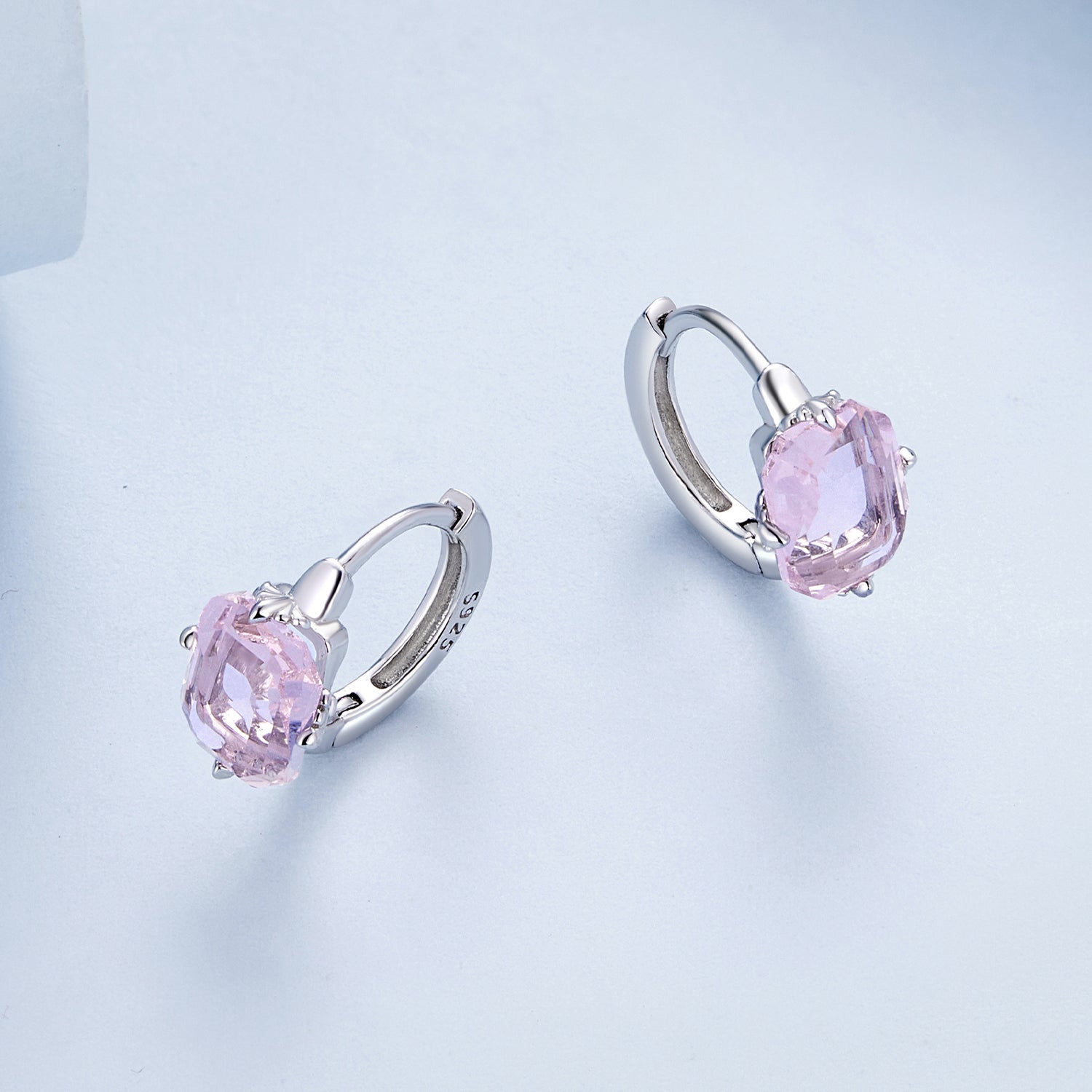 Silver Earrings Pink Gemstone Hoop Earrings For Sale - sursenso Earring