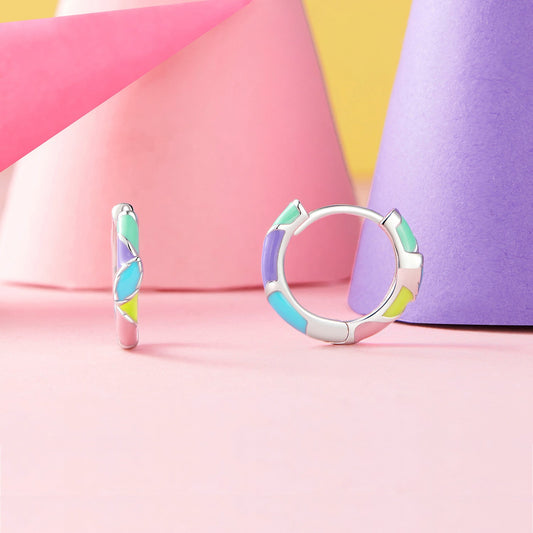 Silver Earrings Rainbow Heart Hoop Earrings For Sale - sursenso Earring