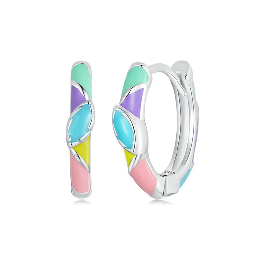 Silver Earrings Rainbow Heart Hoop Earrings For Sale - sursenso Earring