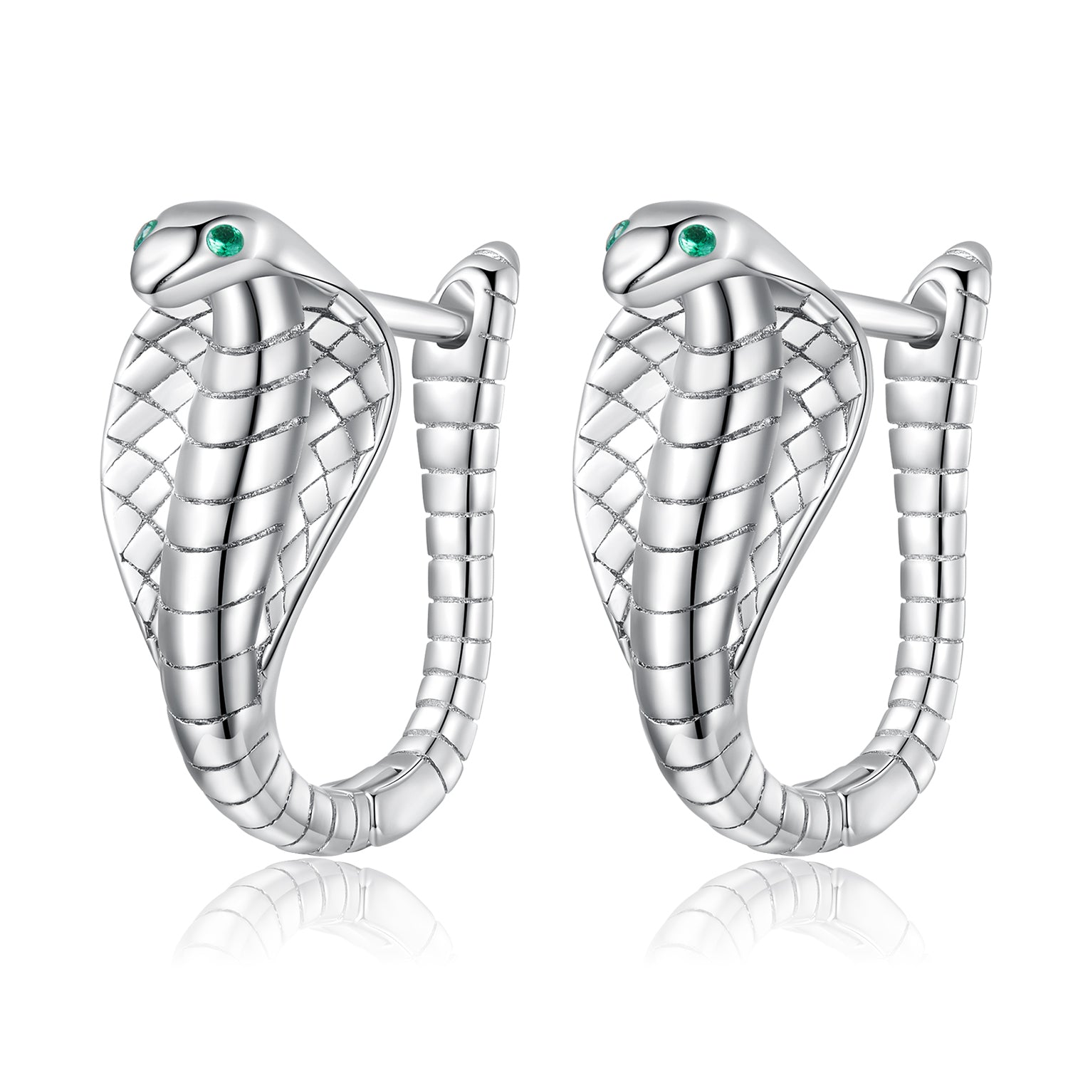 Silver Earrings Reborn Cobra CZ Hoop Earrings For Sale - sursenso Earring