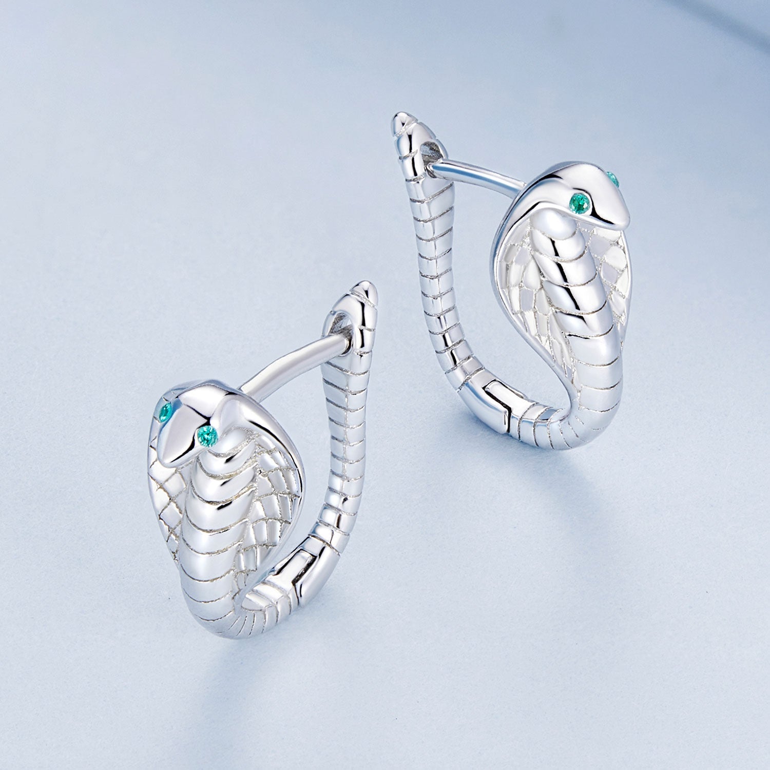 Silver Earrings Reborn Cobra CZ Hoop Earrings For Sale - sursenso Earring