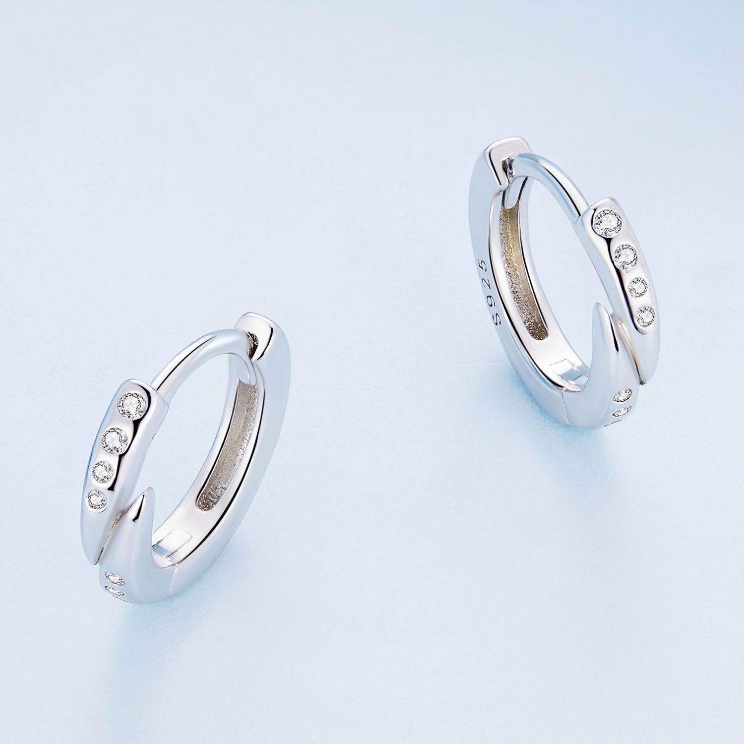 Silver Earrings Rivet Punk Style CZ Hoop Earrings For Sale - sursenso Earring