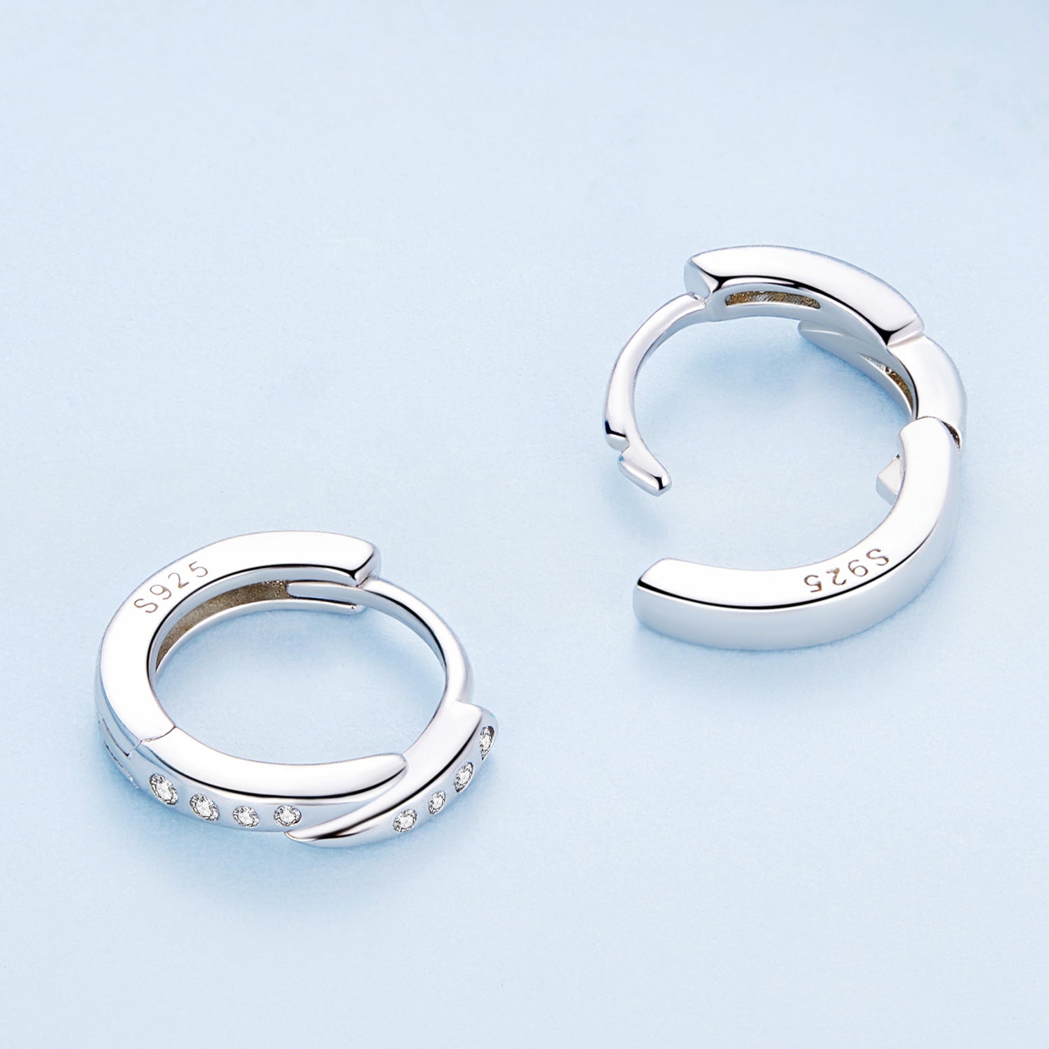 Silver Earrings Rivet Punk Style CZ Hoop Earrings For Sale - sursenso Earring