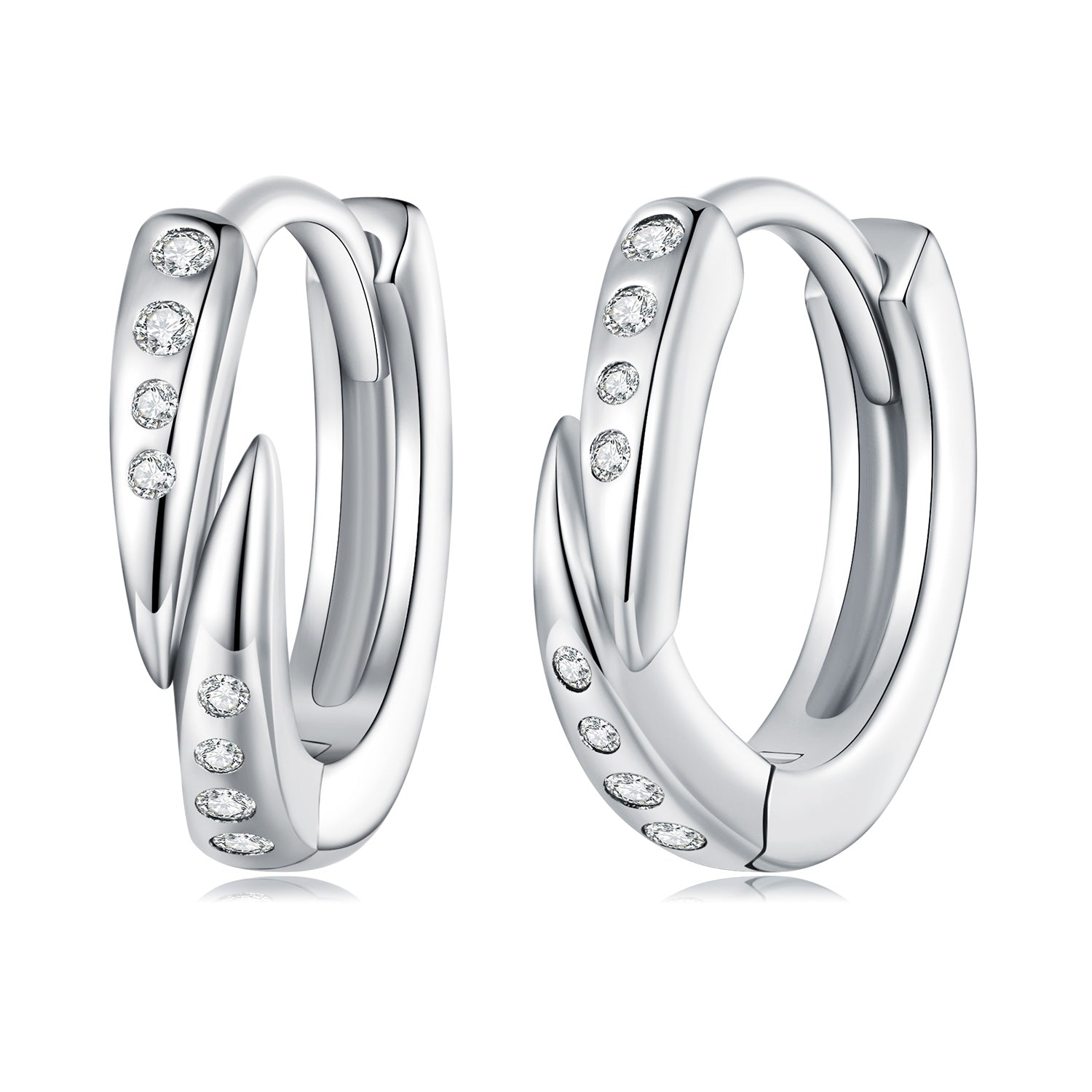 Silver Earrings Rivet Punk Style CZ Hoop Earrings For Sale - sursenso Earring