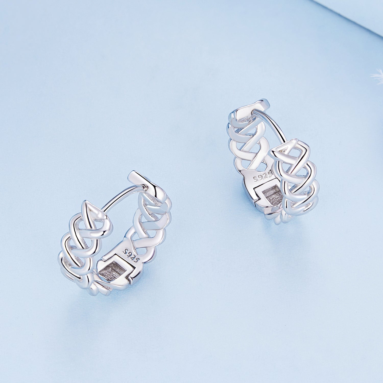 Silver Earrings Rope Braiding Hoop Earrings For Sale - sursenso Earring