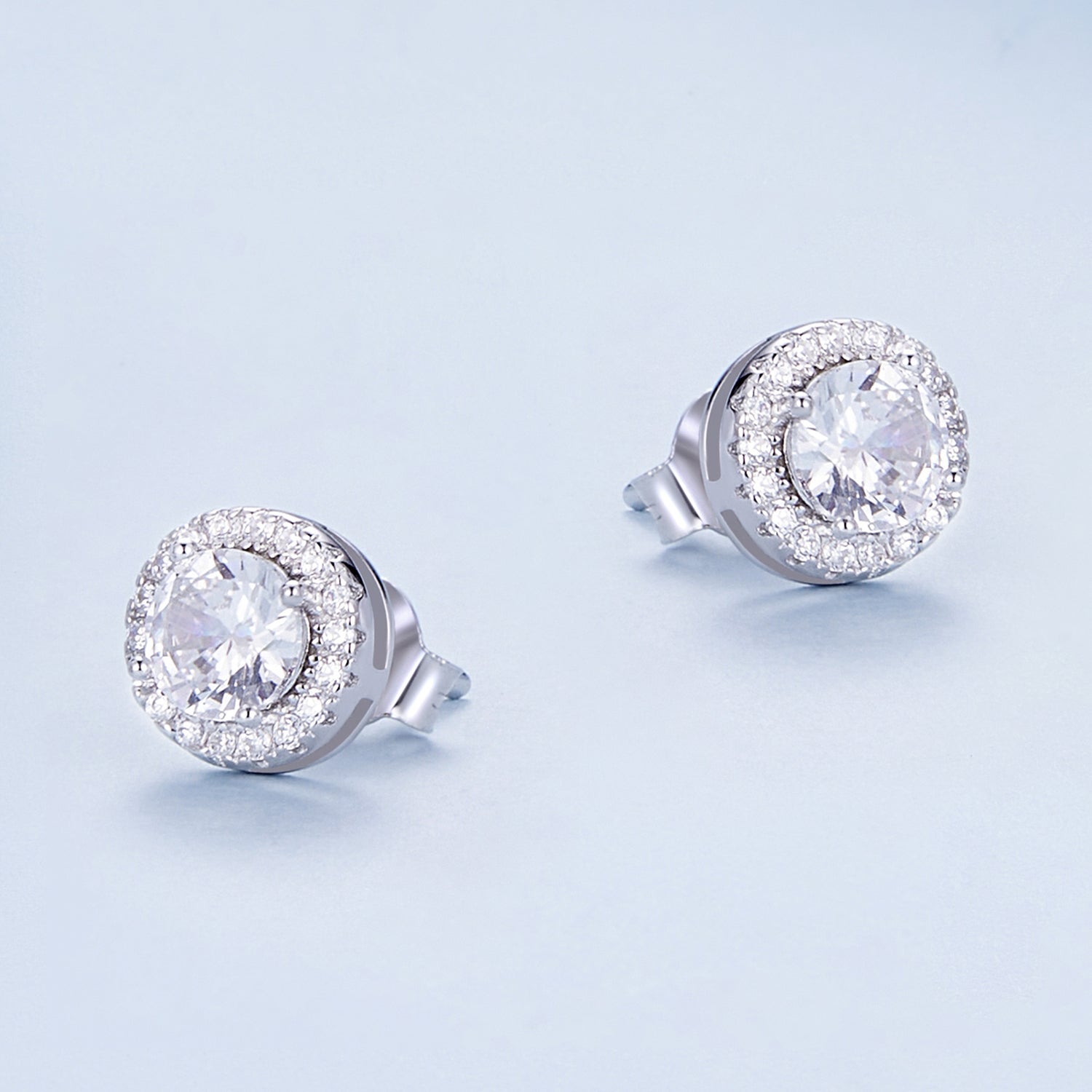 Silver Earrings Round Affordable Luxury CZ Stud Earrings For Sale - sursenso Earring
