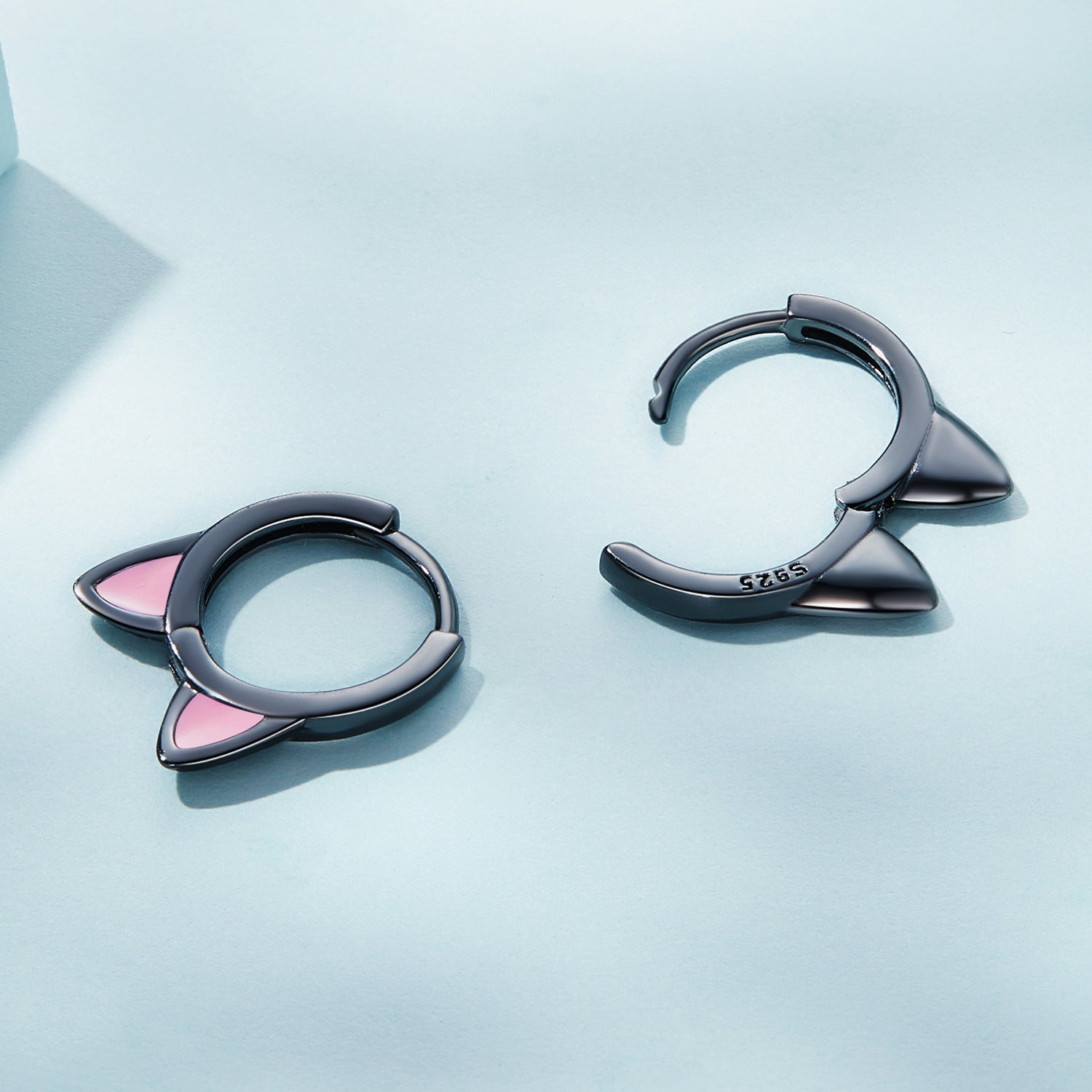 Silver Earrings Sexy Black Cat Ears Hoop Earrings For Sale - sursenso Earring