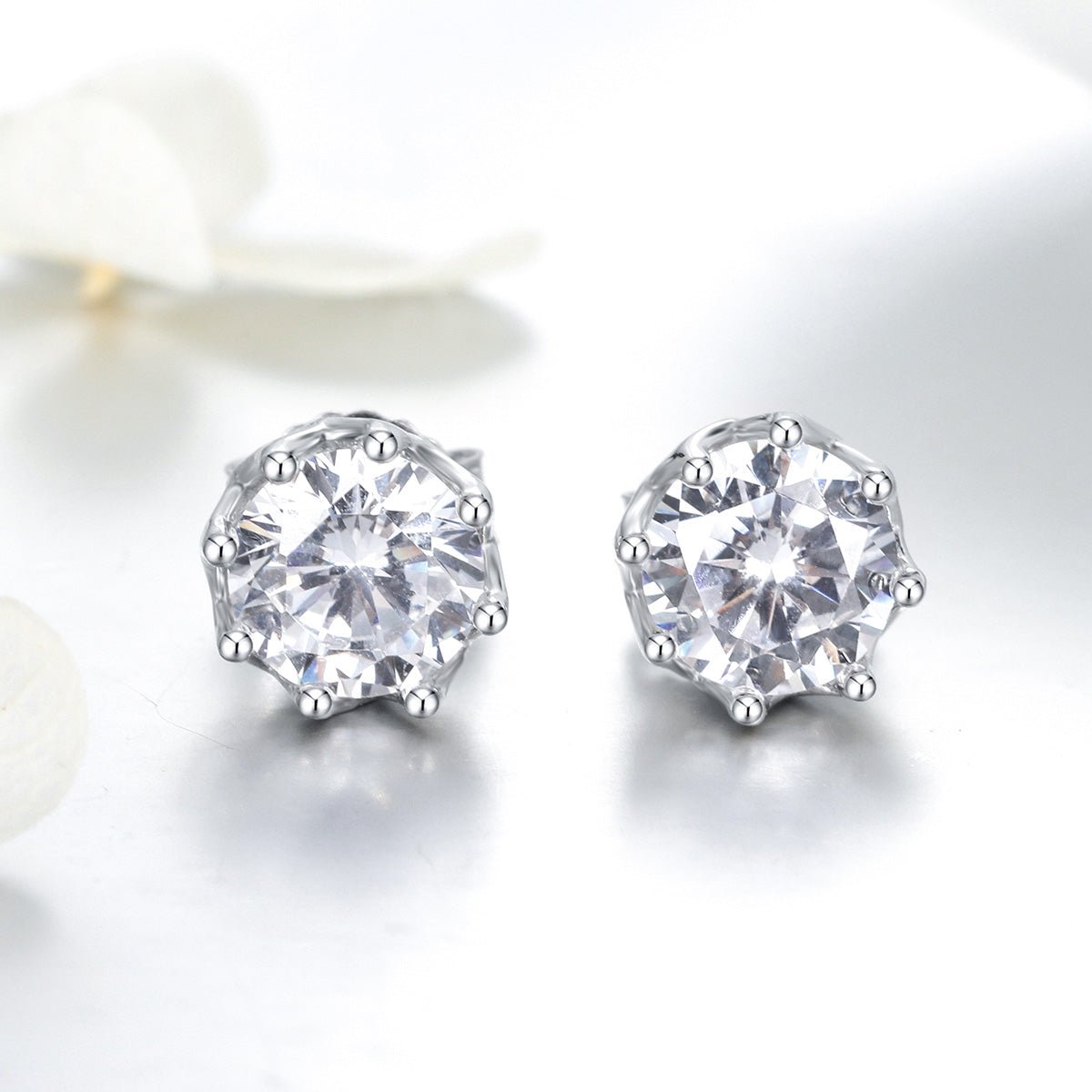 Silver Earrings Shining Time CZ Stud Earrings For Sale - sursenso Earring