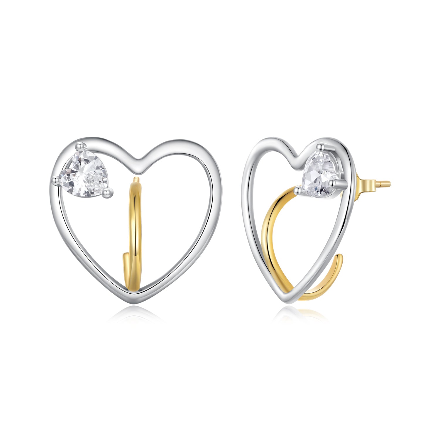 Silver Earrings Simple Hollow Love CZ Stud Earrings For Sale - sursenso Earring