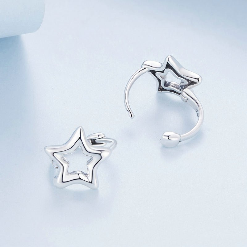 Silver Earrings Simple Hollow Stars Hoop Earrings For Sale - sursenso Earring