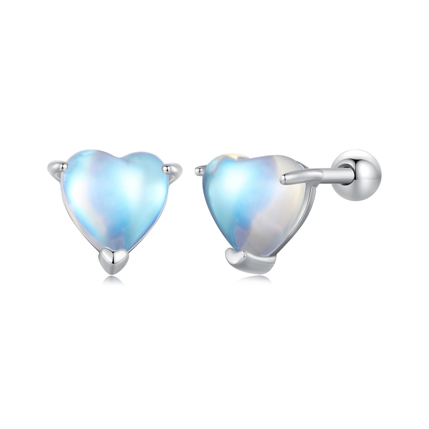 Silver Earrings Simple Love Moonstone Stud Earrings For Sale - sursenso Earring