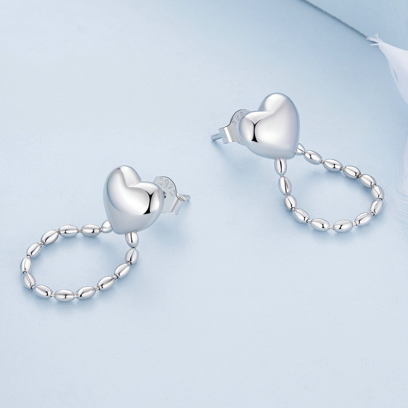 Silver Earrings Simple Love Tassel Stud Earrings For Sale - sursenso Earring