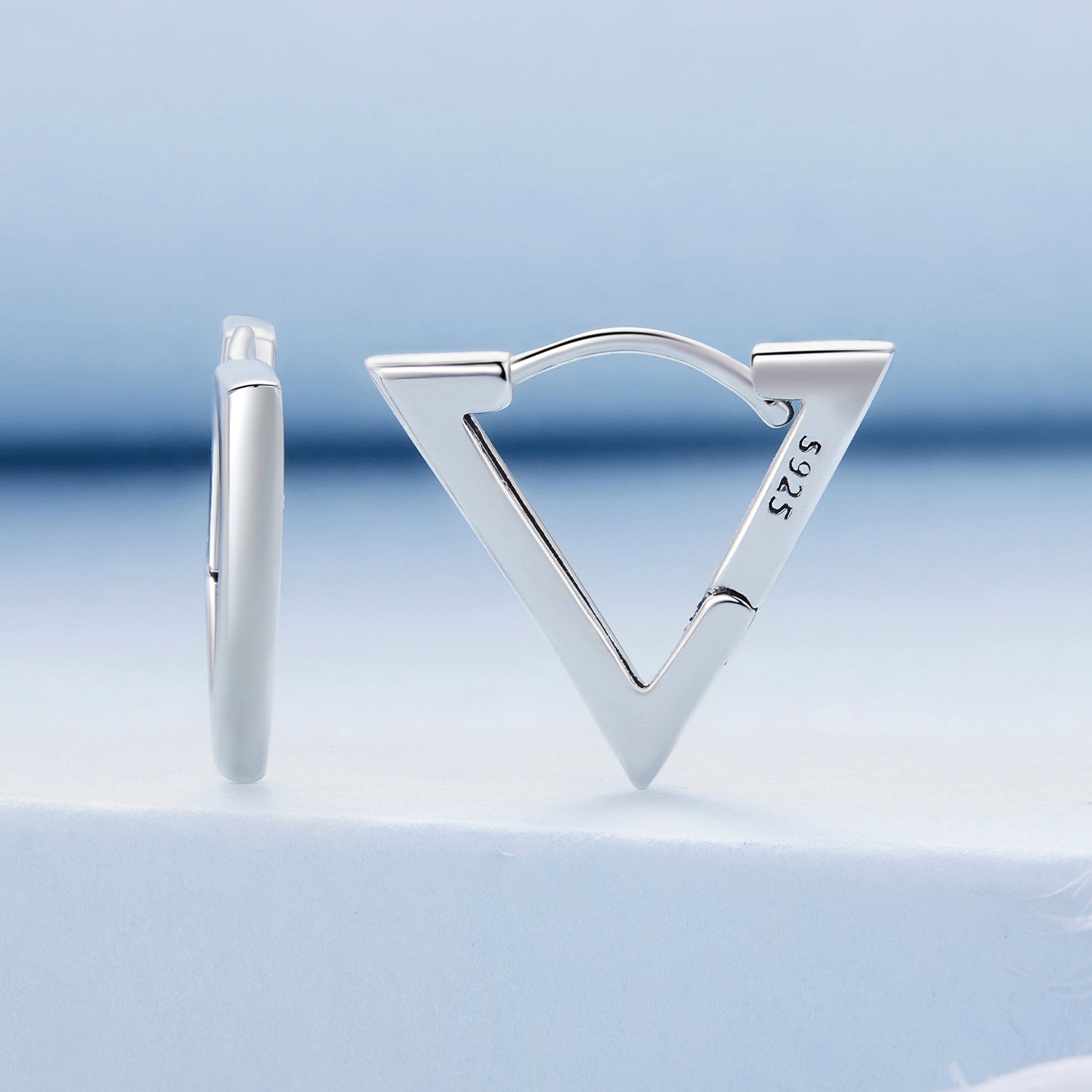 Silver Earrings Simple Triangle Hoop Earrings For Sale - sursenso Earring