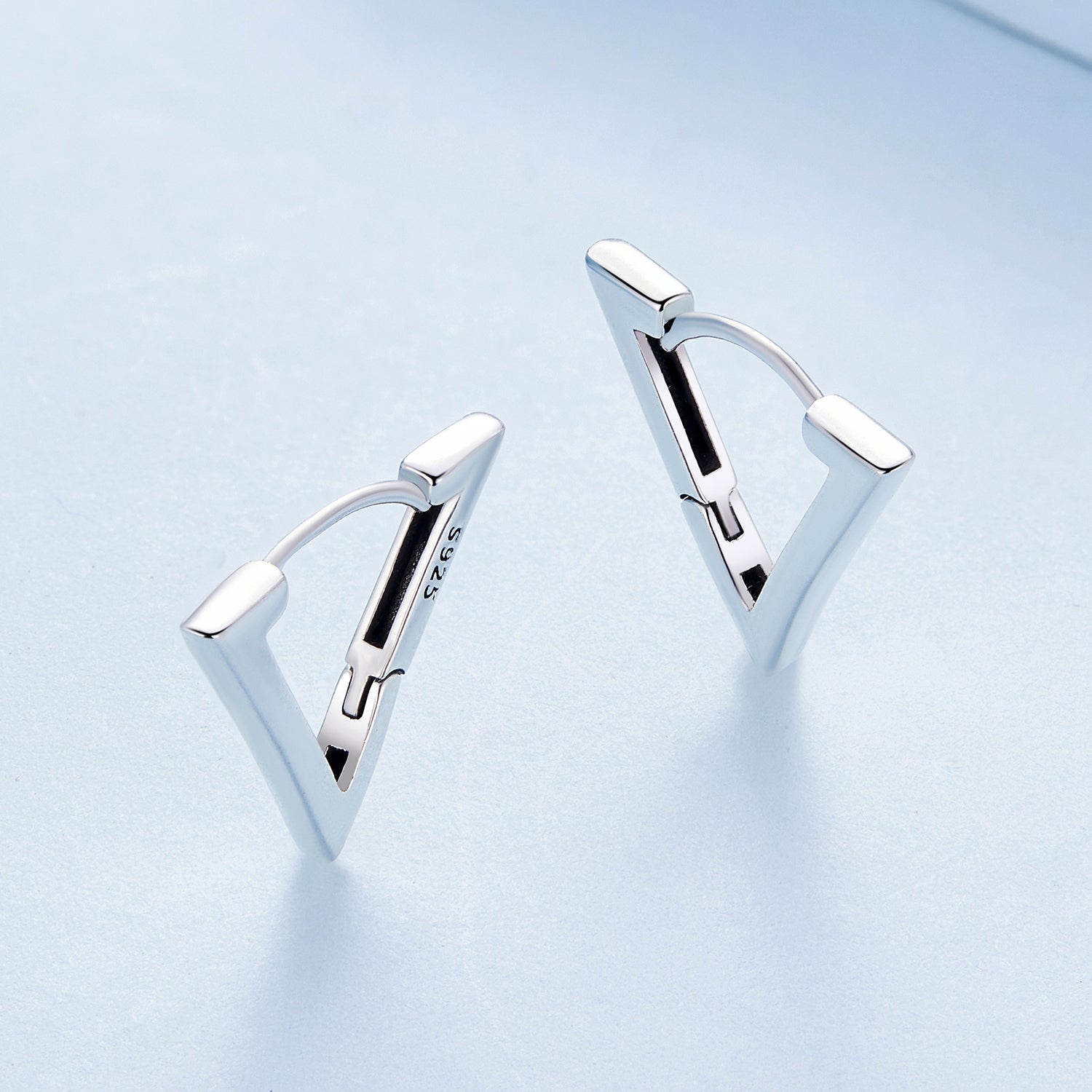 Silver Earrings Simple Triangle Hoop Earrings For Sale - sursenso Earring