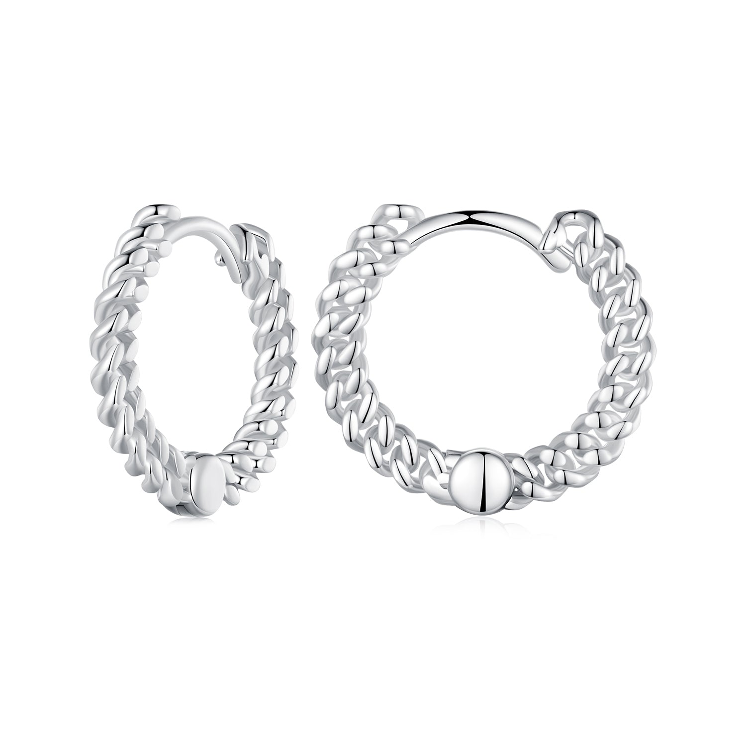 Silver Earrings Simple Twist Chain Hoop Earrings For Sale - sursenso Earring