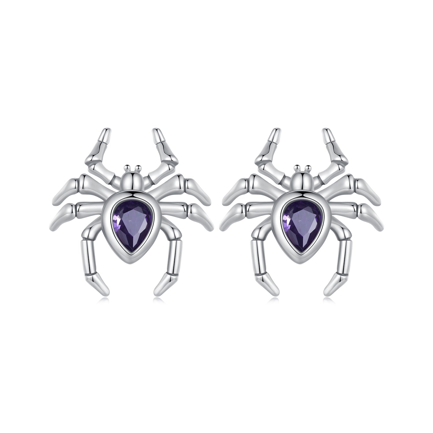 Silver Earrings Spider Purple CZ Stud Earrings For Sale - sursenso Earring