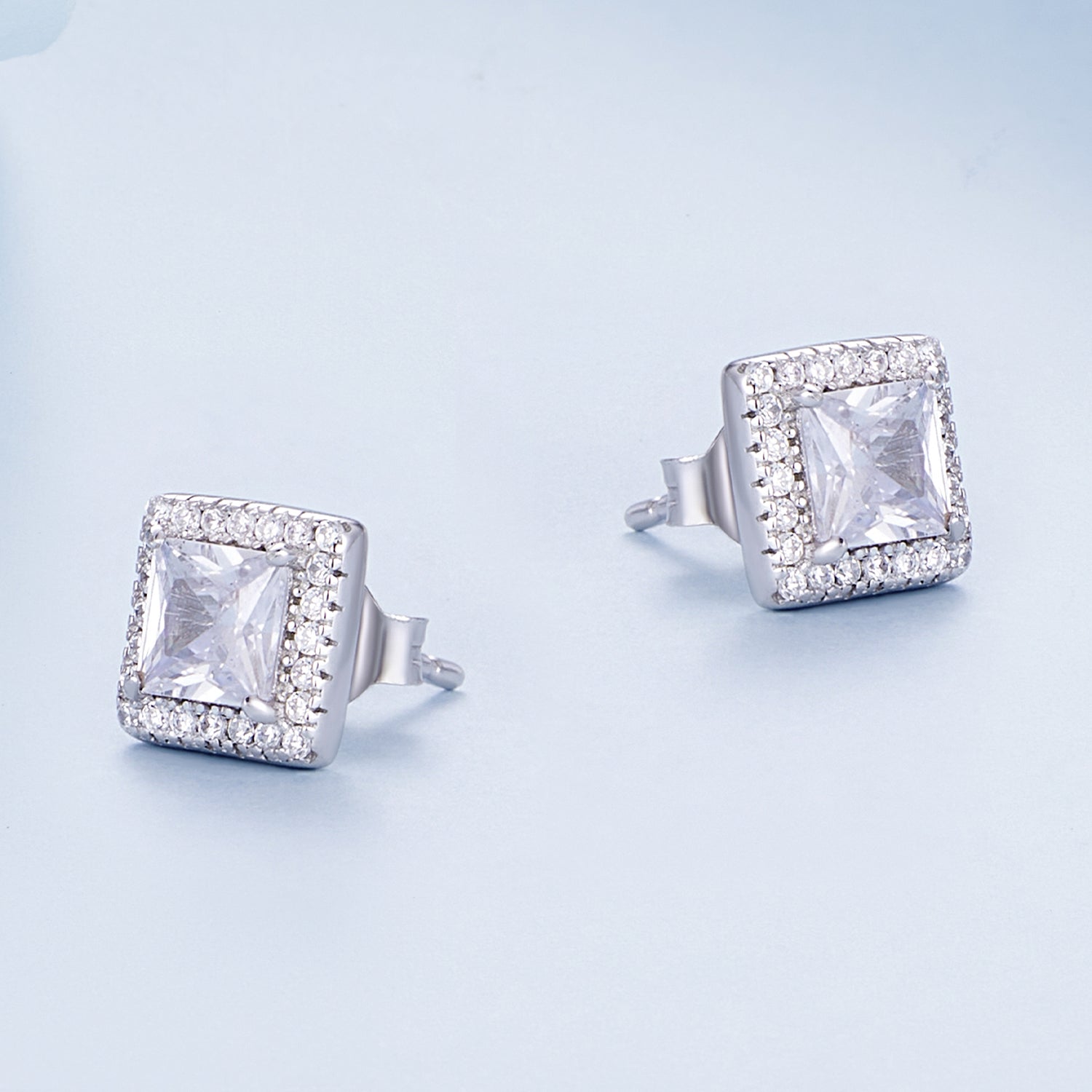 Silver Earrings Square Affordable Luxury CZ Stud Earrings For Sale - sursenso Earring