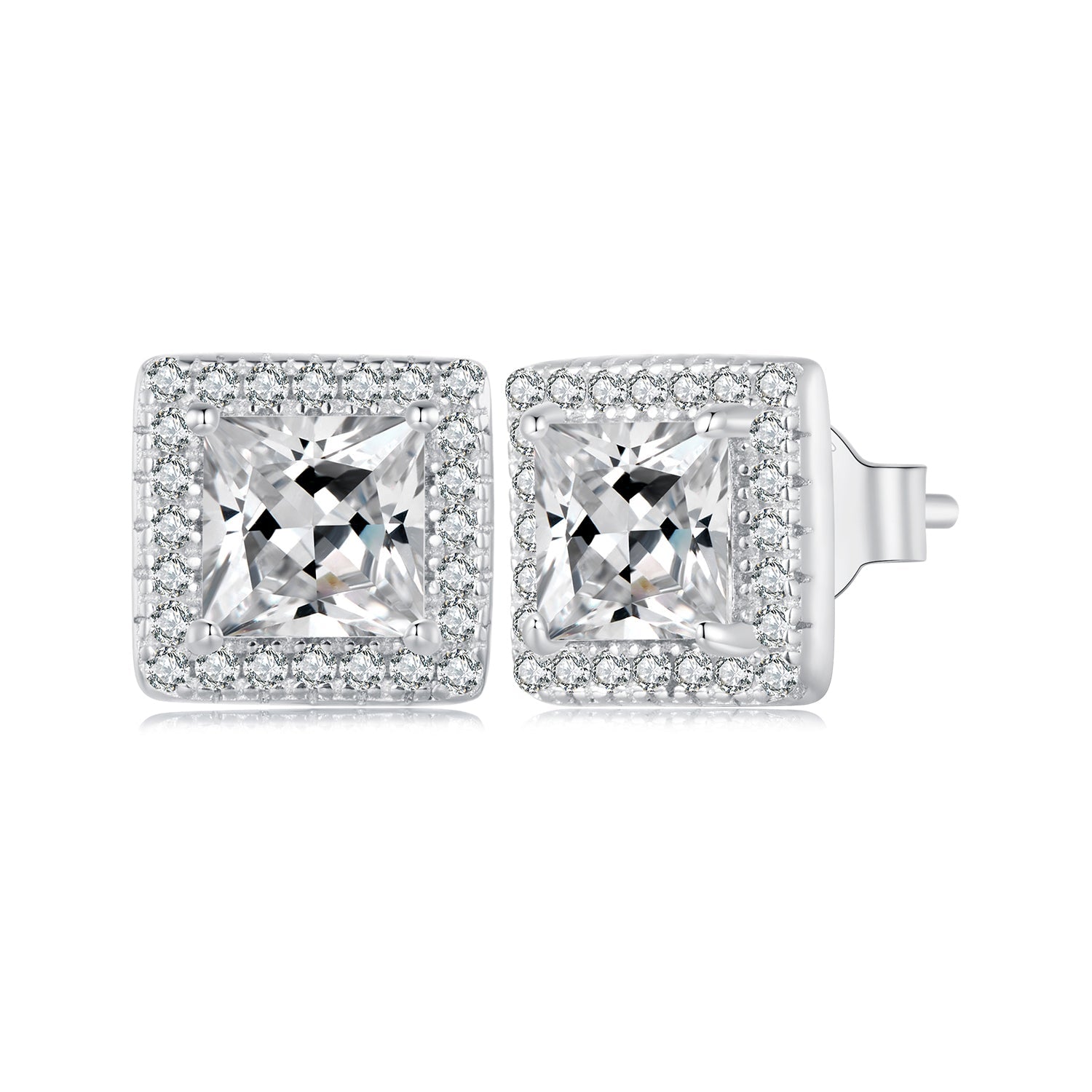 Silver Earrings Square Affordable Luxury CZ Stud Earrings For Sale - sursenso Earring