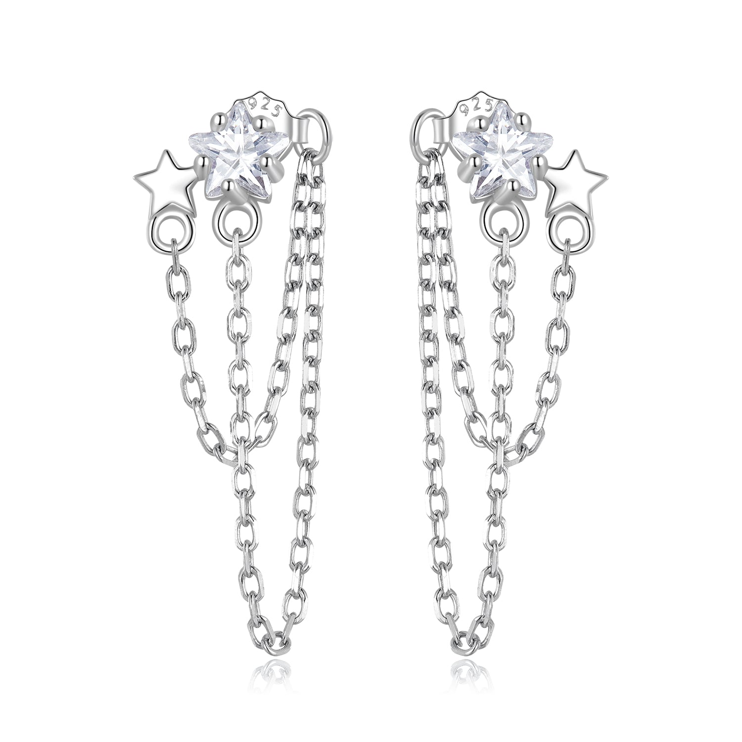 Silver Earrings Star Tassel CZ Drop Earrings For Sale - sursenso Earring