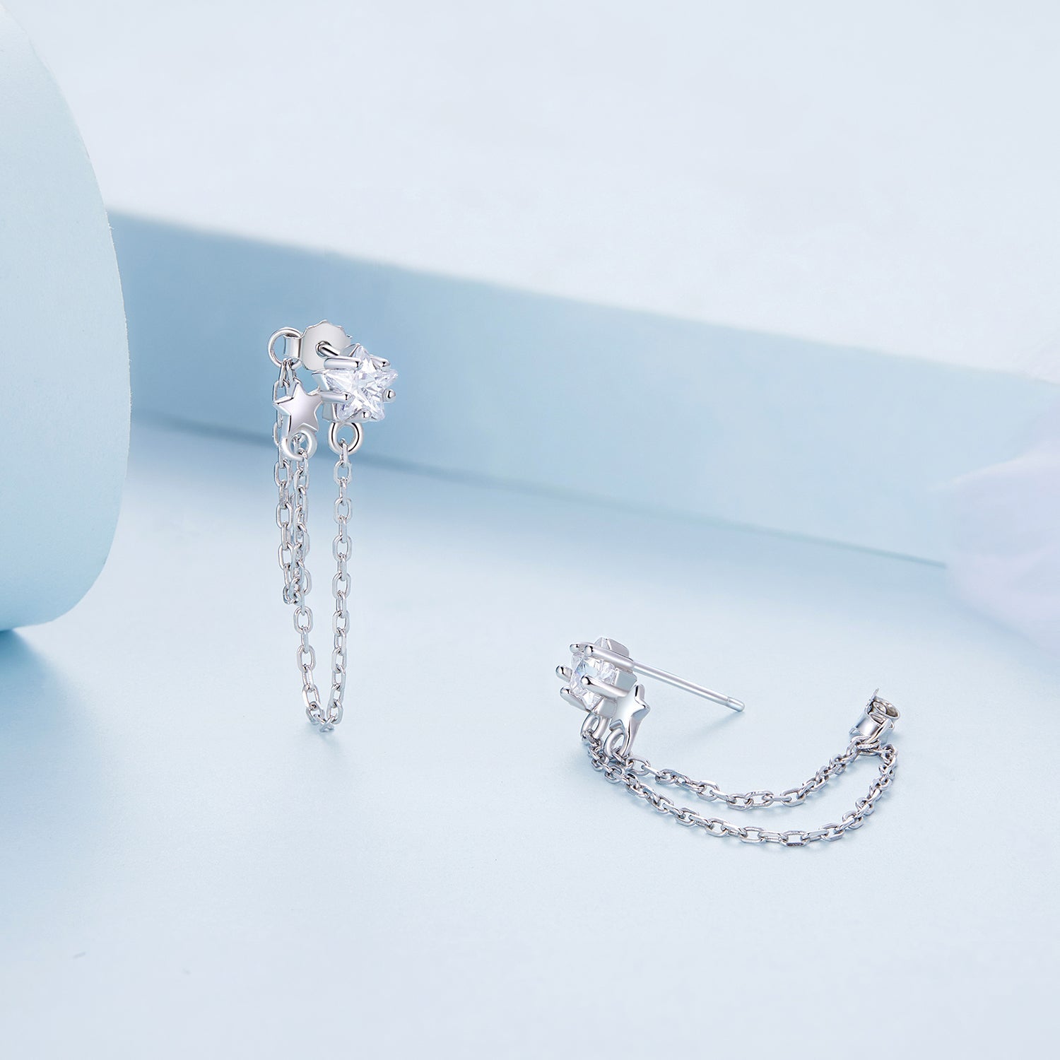 Silver Earrings Star Tassel CZ Drop Earrings For Sale - sursenso Earring