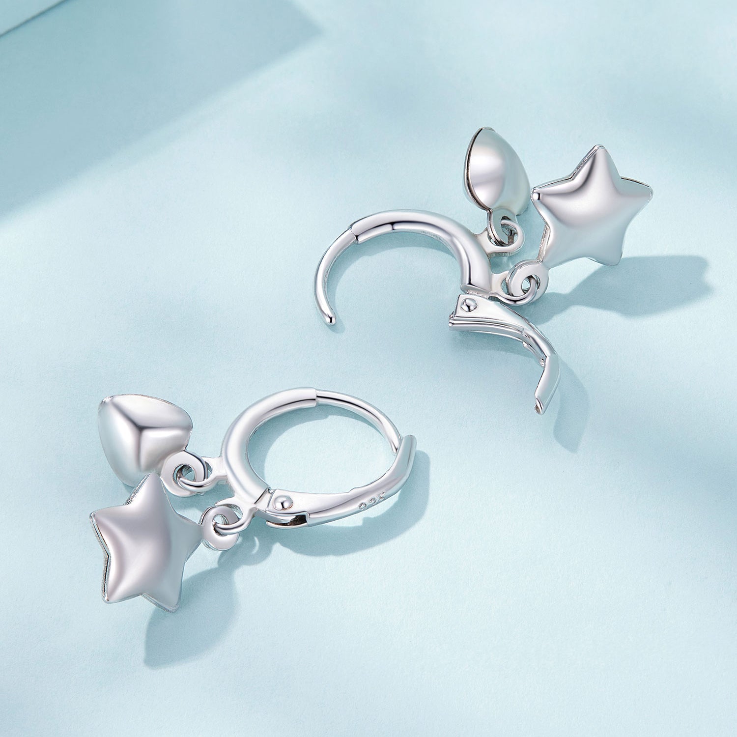 Silver Earrings Stars Lock Love Hoop Earrings For Sale - sursenso Earring