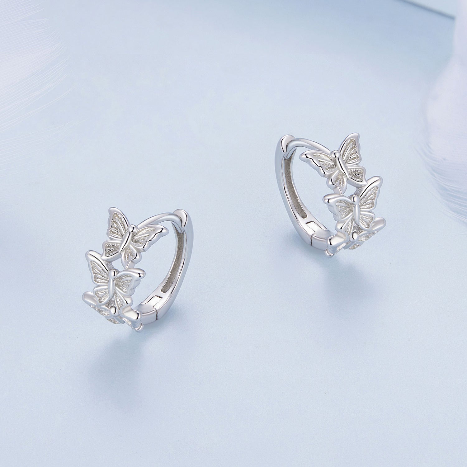 Silver Earrings Swarm Butterflies Hoop Earrings For Sale - sursenso Earring