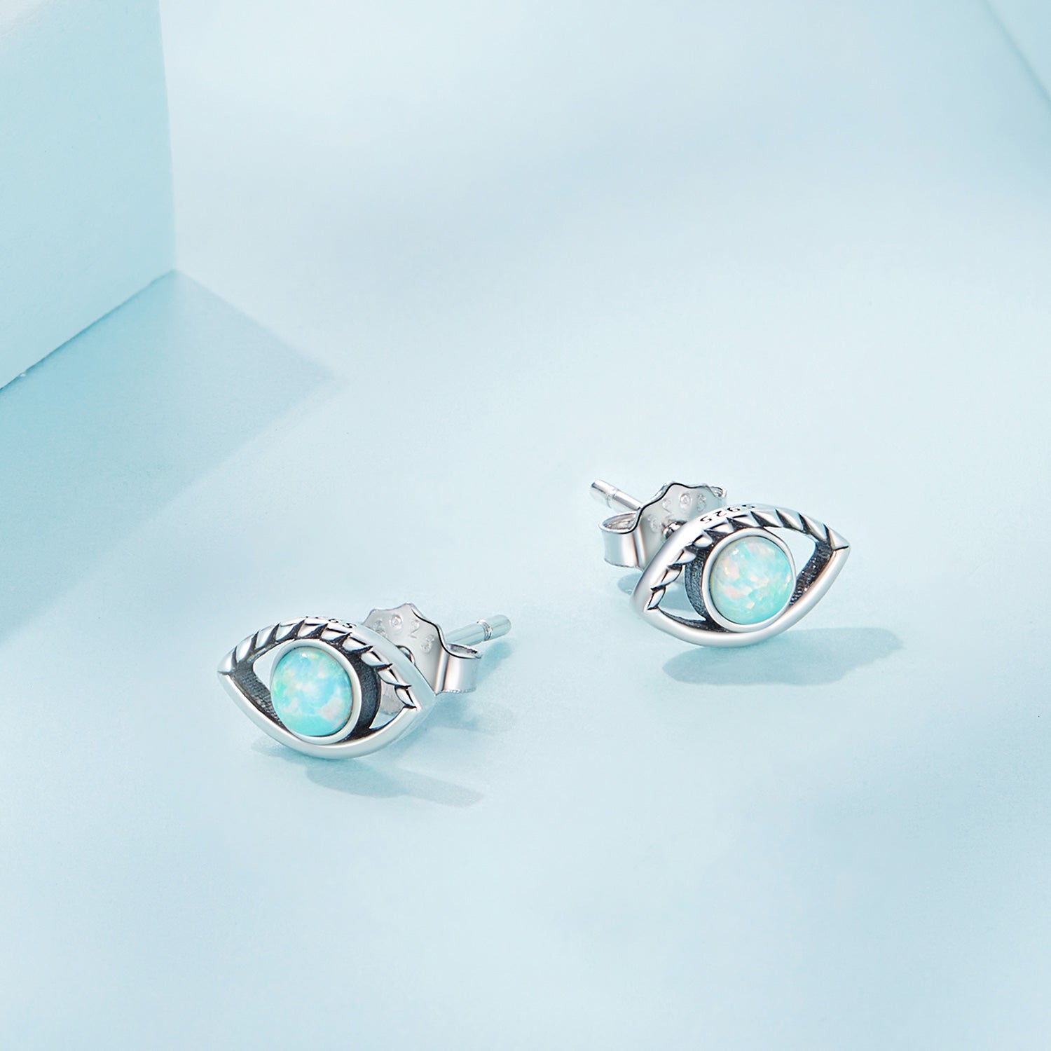 Silver Earrings The Eye of the Devil Opal Stud Earrings For Sale - sursenso Earring