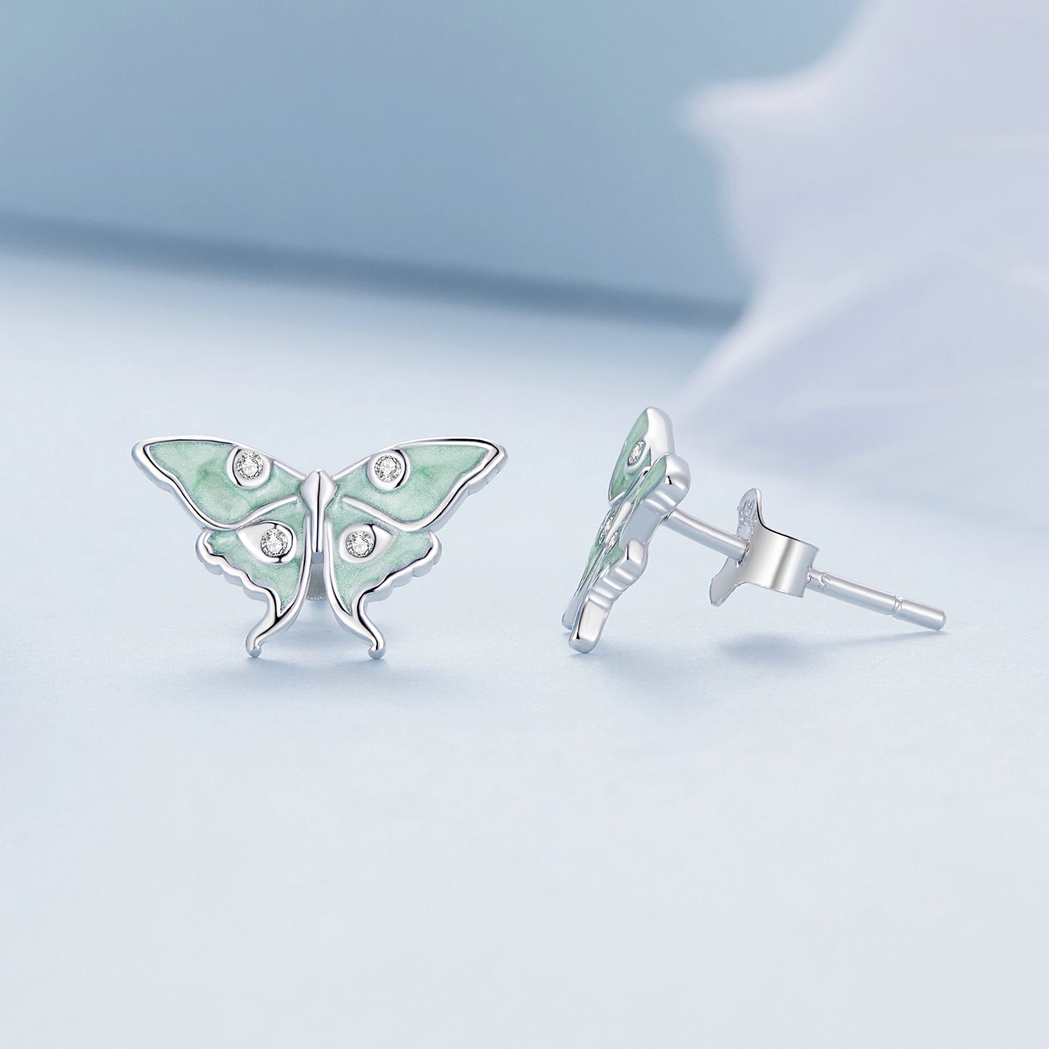 Silver Earrings The Wizard of Oz Butterfly CZ Stud Earrings For Sale - sursenso Earring