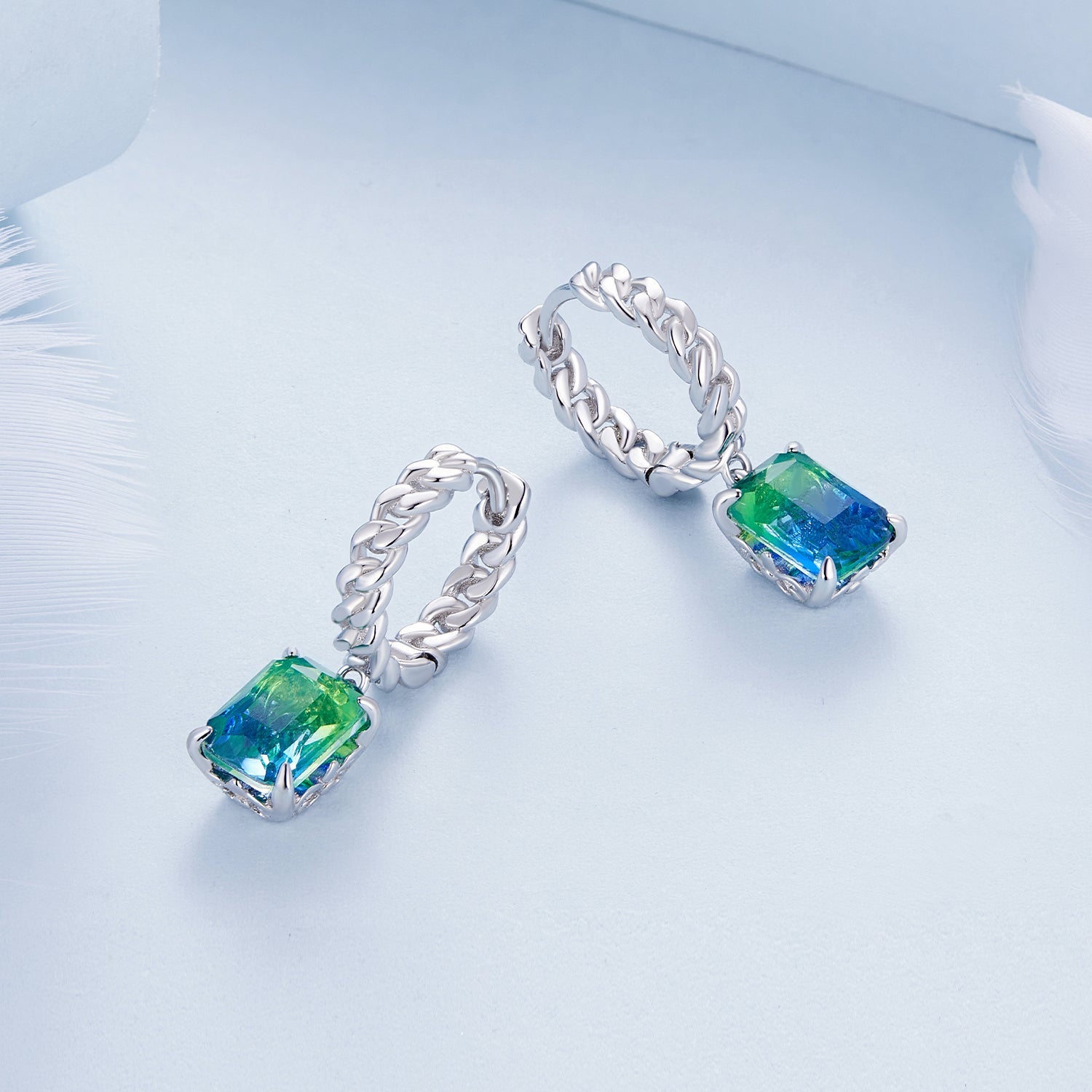 Silver Earrings Tourmaline Hoop Earrings For Sale - sursenso Earring