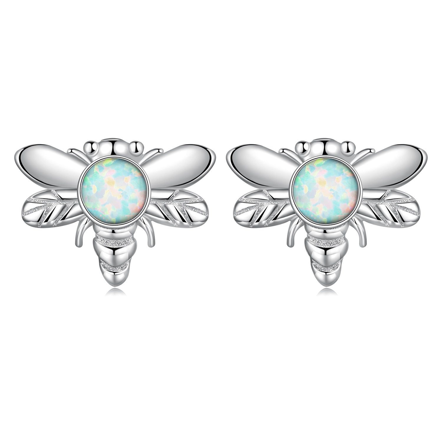Silver Earrings Translucent Opal Bee Stud Earrings For Sale - sursenso Earring