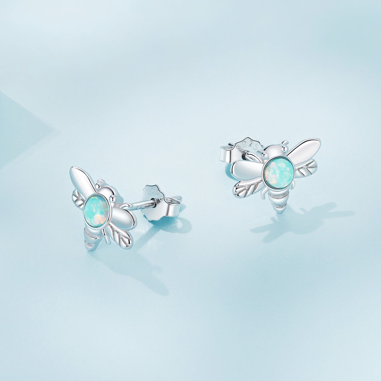 Silver Earrings Translucent Opal Bee Stud Earrings For Sale - sursenso Earring