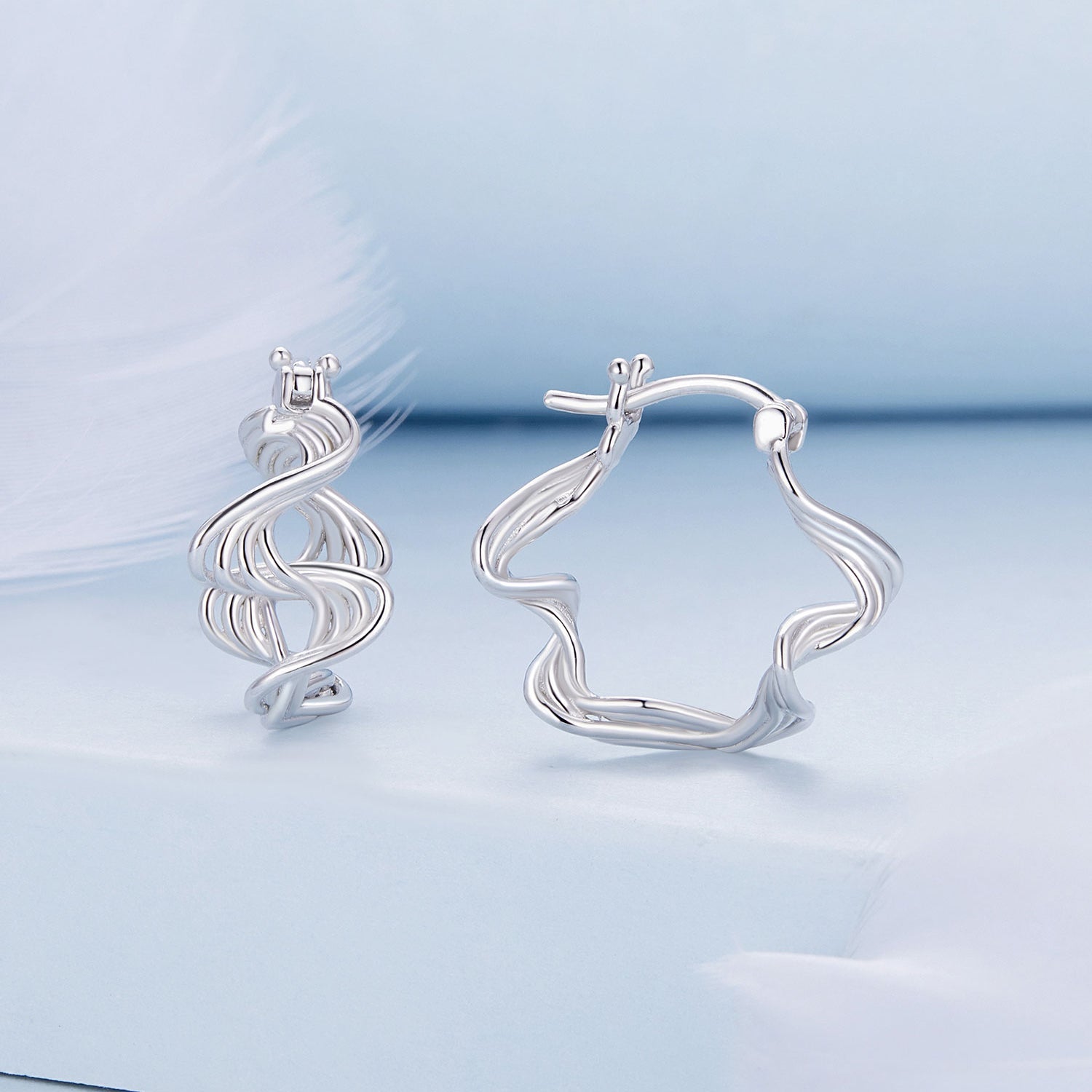 Silver Earrings Twisting Wave Hoop Earrings For Sale - sursenso Earring