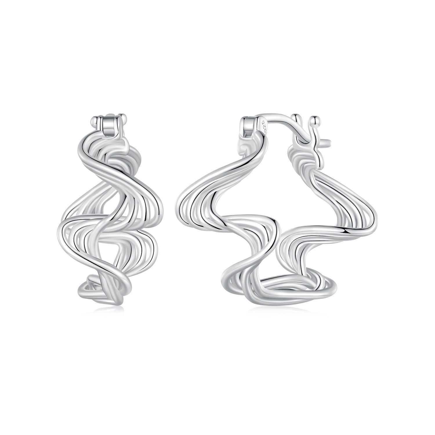Silver Earrings Twisting Wave Hoop Earrings For Sale - sursenso Earring