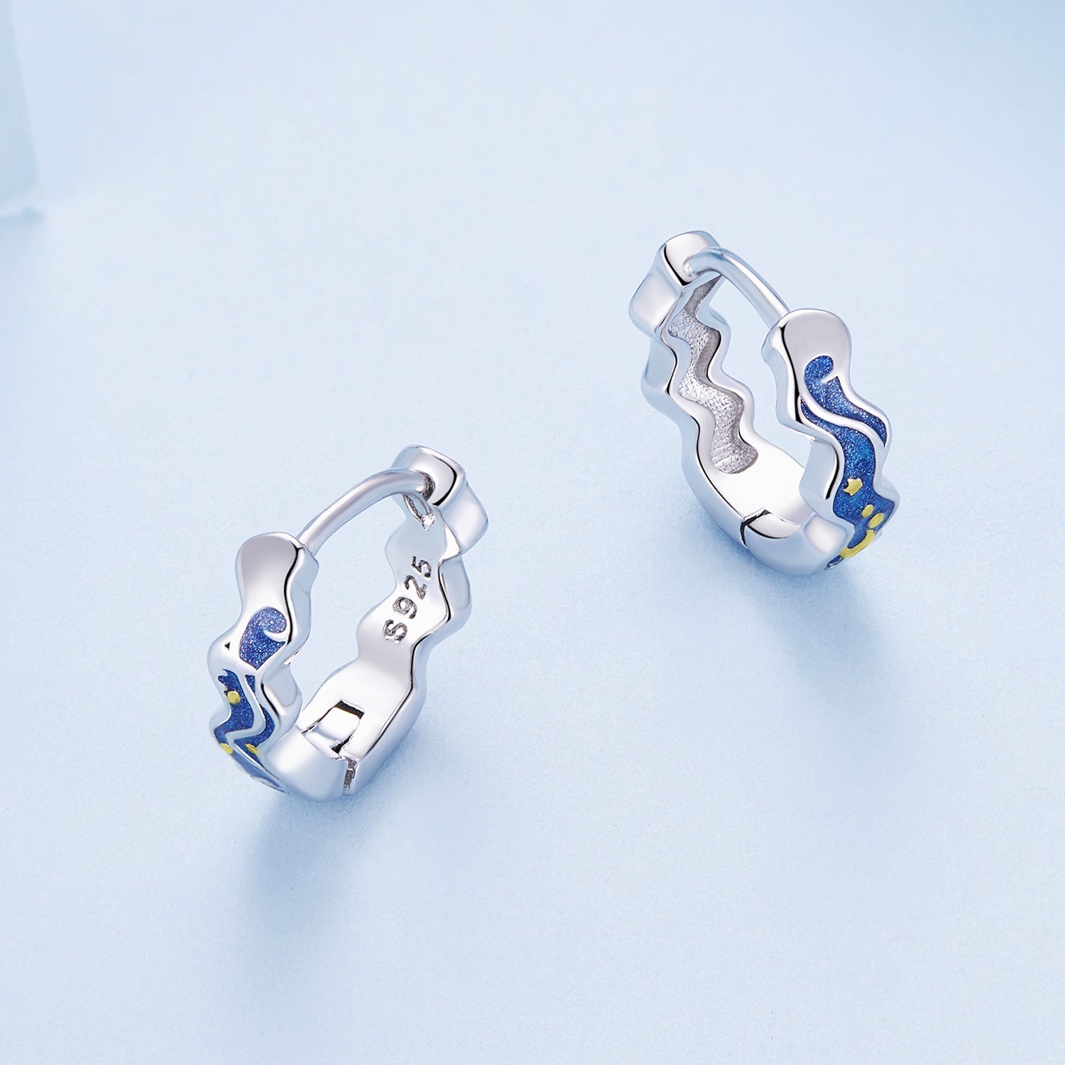 Silver Earrings Van Gogh Starry Sky Hoop Earrings For Sale - sursenso Earring