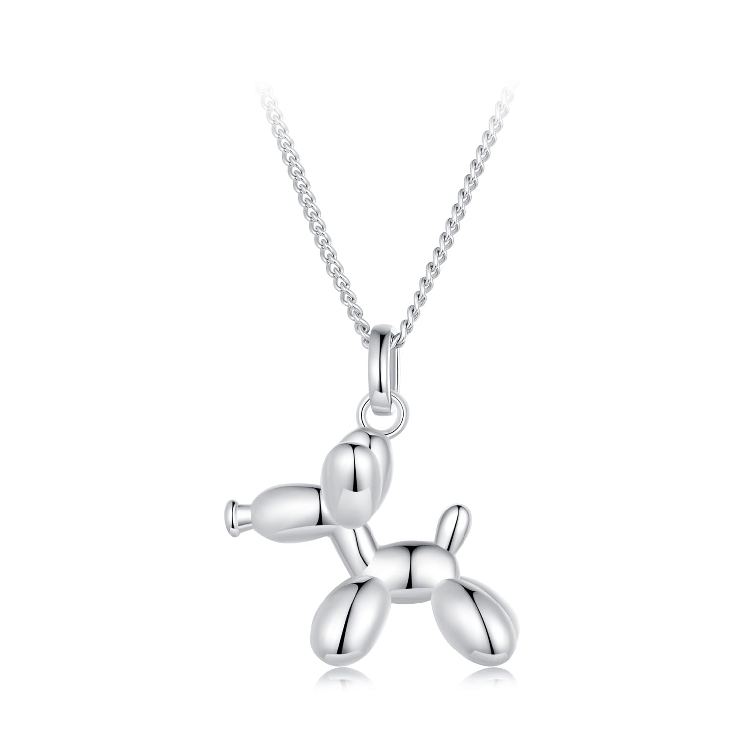 Silver Necklace Balloon Dog Pendant with Lobster Clasp For Sale - sursenso Necklaces