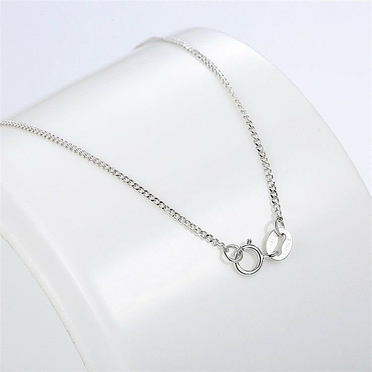 Silver Necklace Classic Curb Chain Pendant Necklace with Lobster Clasp For Sale - sursenso Necklaces