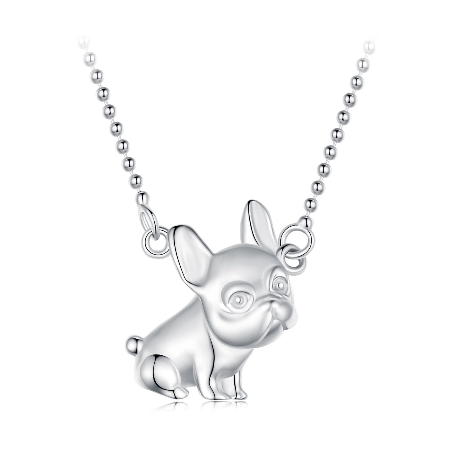 Silver Necklace French Bulldog Pendant Necklace with Lobster Clasp For Sale - sursenso Necklaces