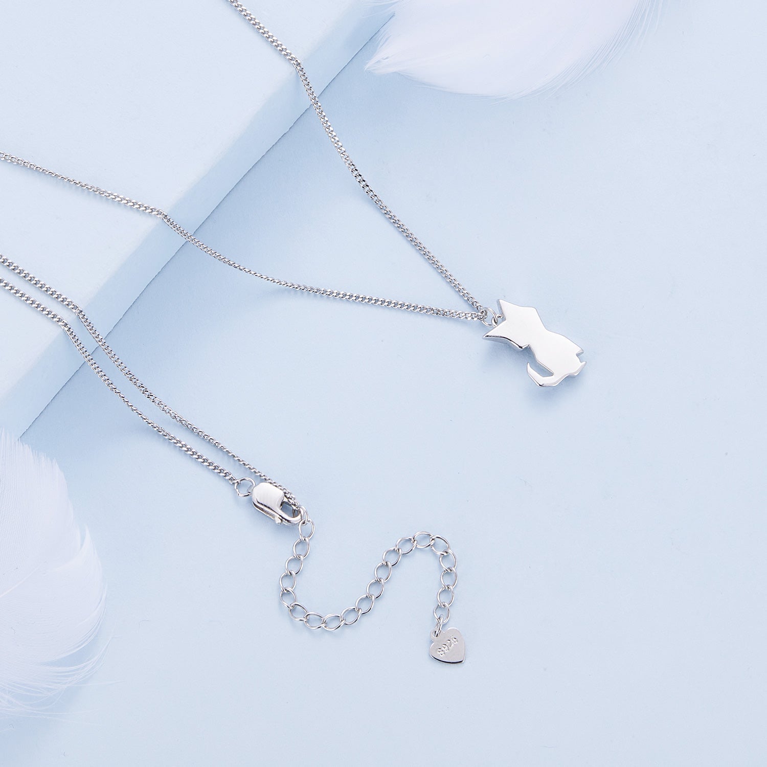 Silver Necklace Little Fox Pendant with Lobster Clasp For Sale - sursenso Necklaces