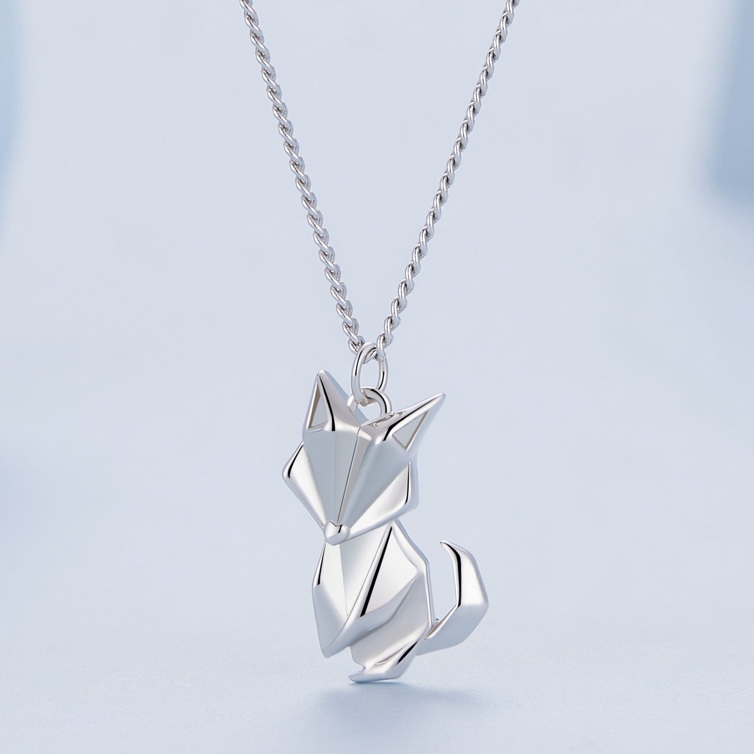 Silver Necklace Little Fox Pendant with Lobster Clasp For Sale - sursenso Necklaces