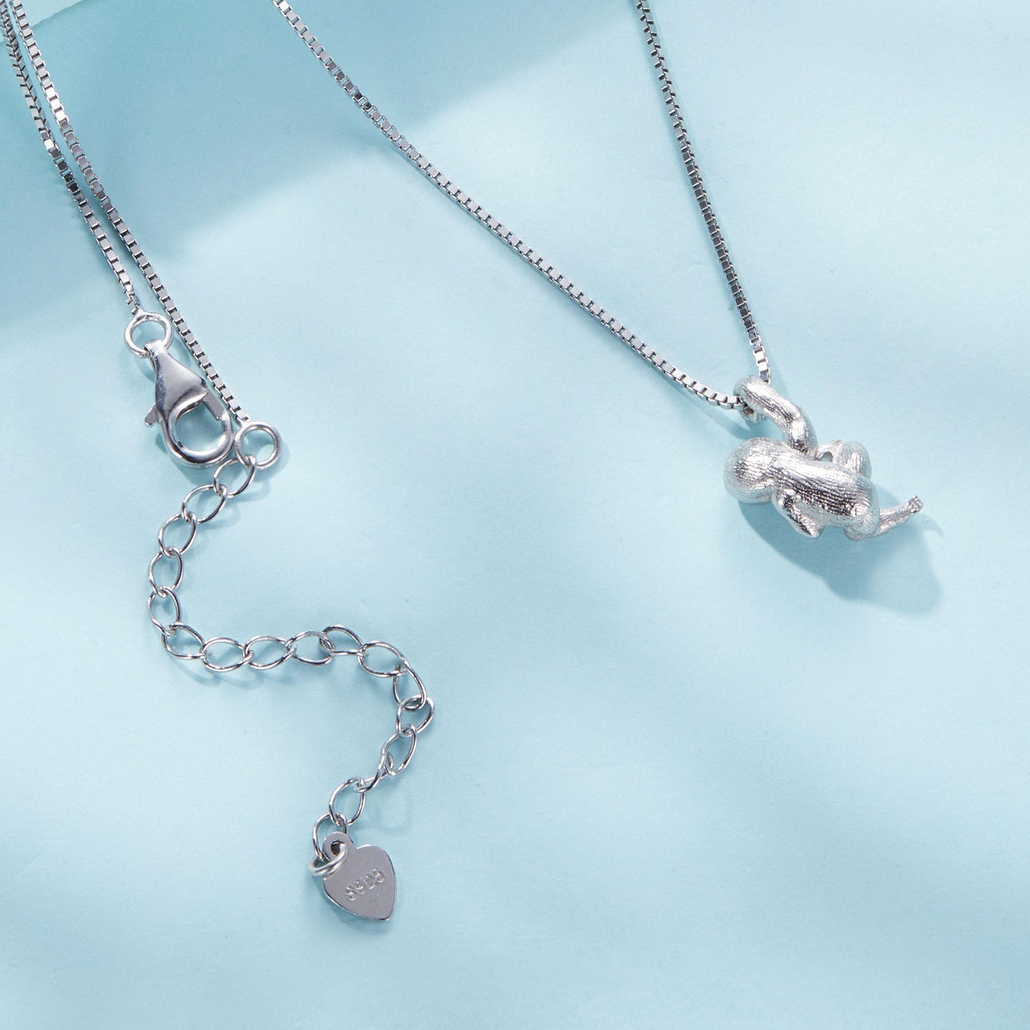 Silver Necklace Sloth CZ Pendant with Lobster Clasp For Sale - sursenso Necklaces