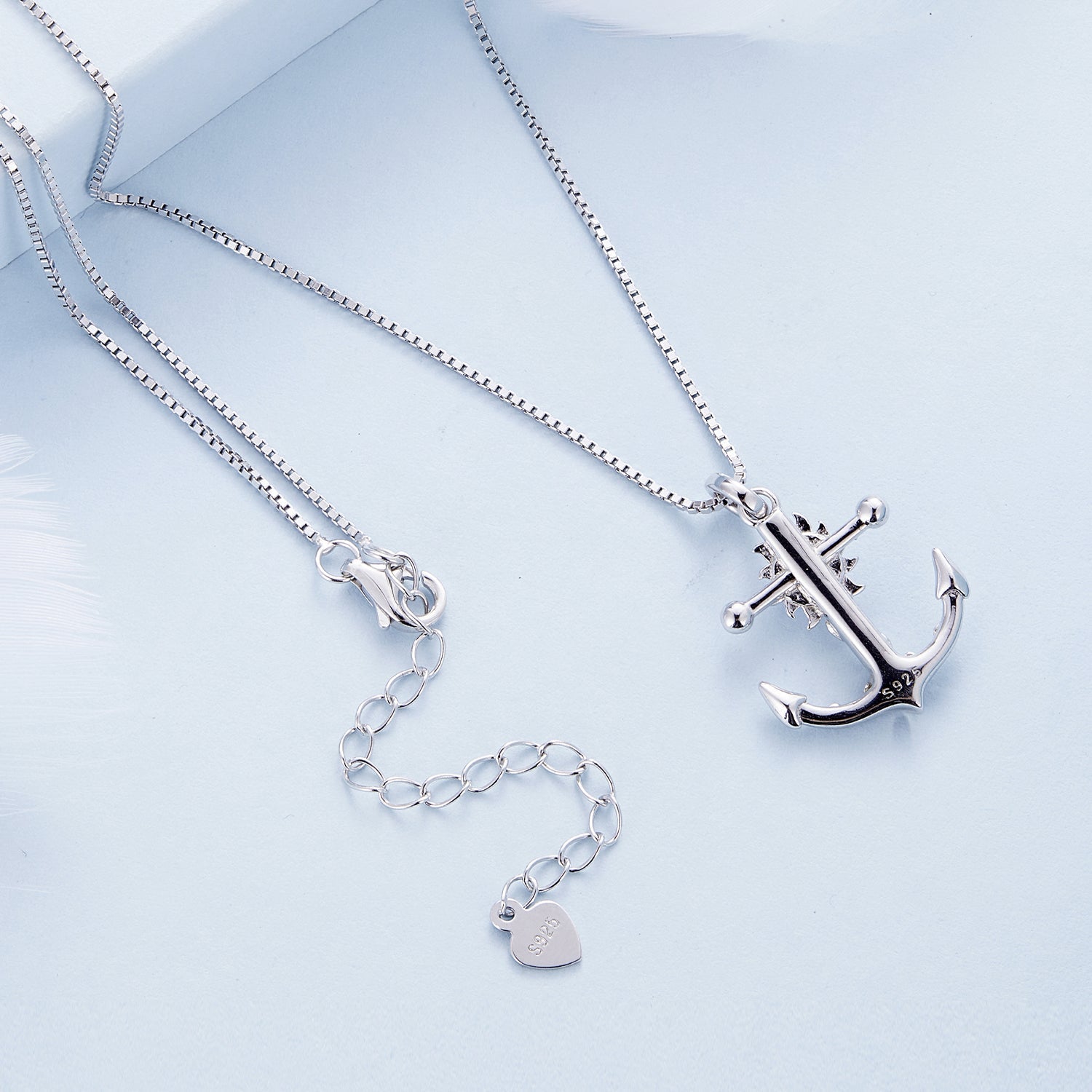 Silver Necklace Sun Anchor Pendant with Lobster Clasp For Sale - sursenso Necklaces