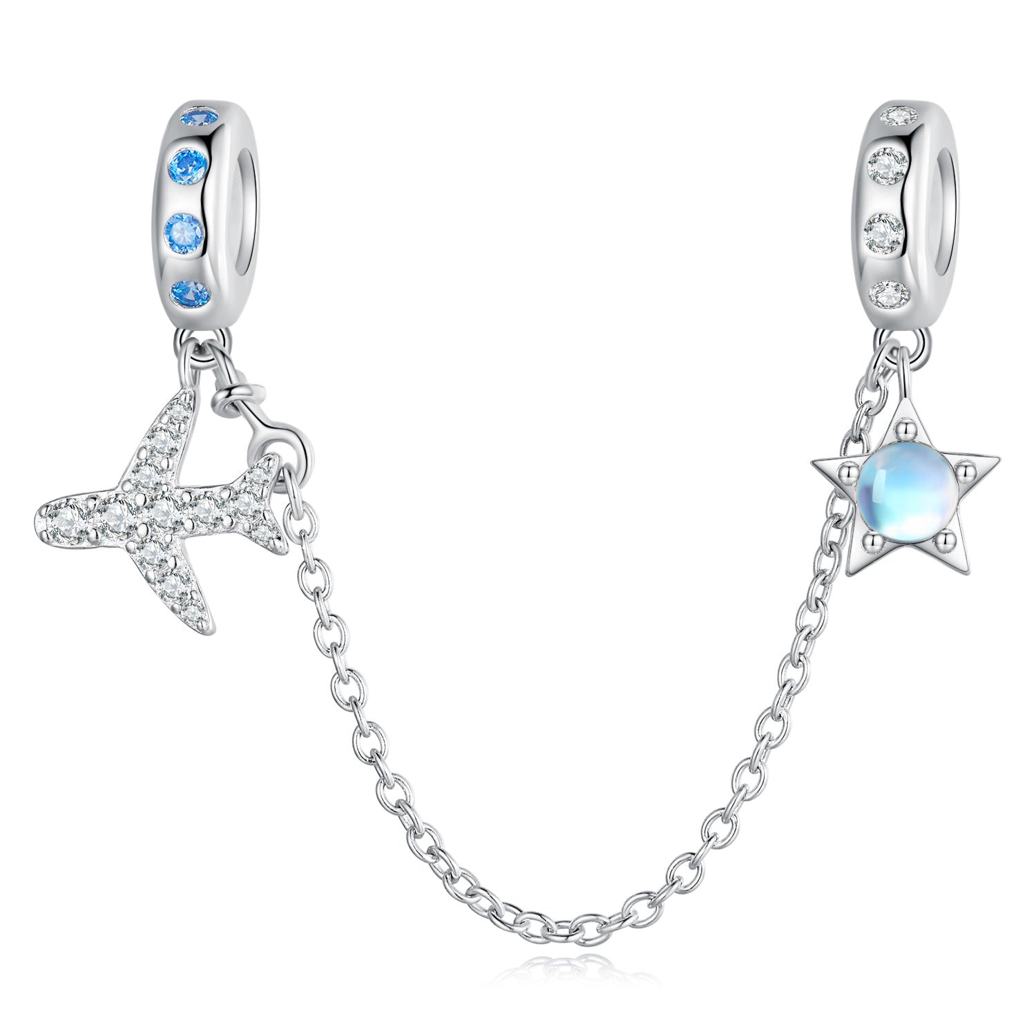 Silver Pendant Airplane and Starry Sky CZ Dangle Charm For Sale - sursenso Pendant