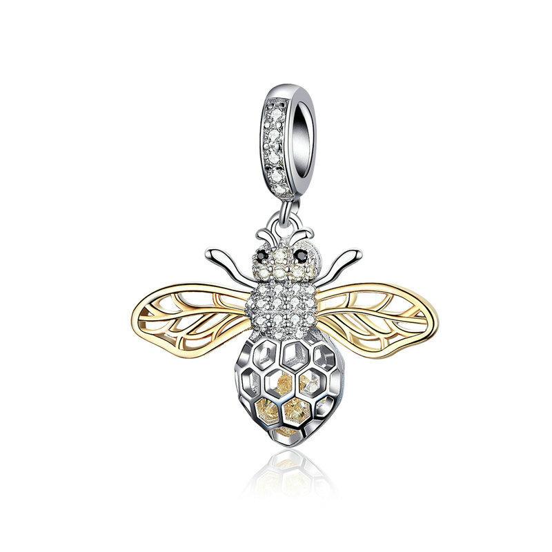 Silver Pendant Clear Zircon Bee CZ Dangle Charm For Sale - sursenso Pendant