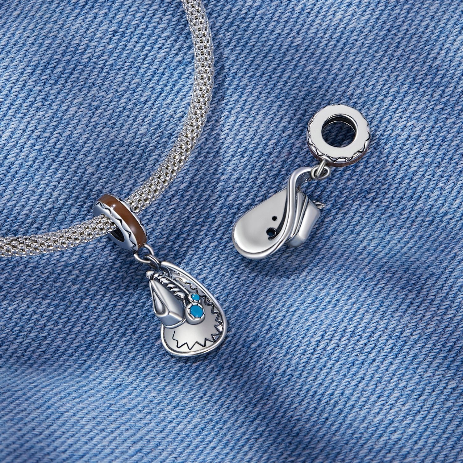 Silver Pendant Cowboy Hat Dangle Charm For Sale - sursenso Pendant