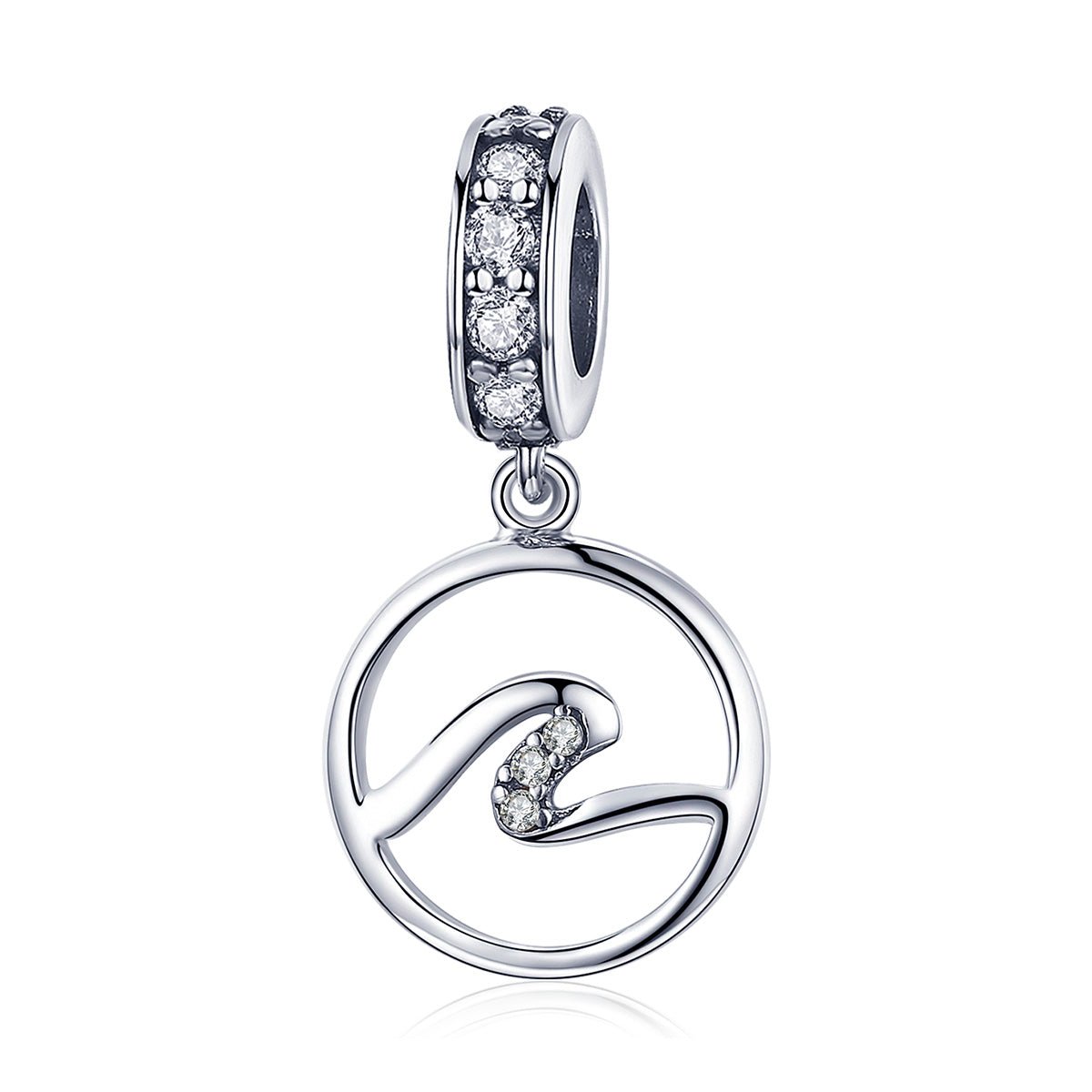 Silver Pendant Dazzling Waves CZ Dangle Charm For Sale - sursenso Pendant