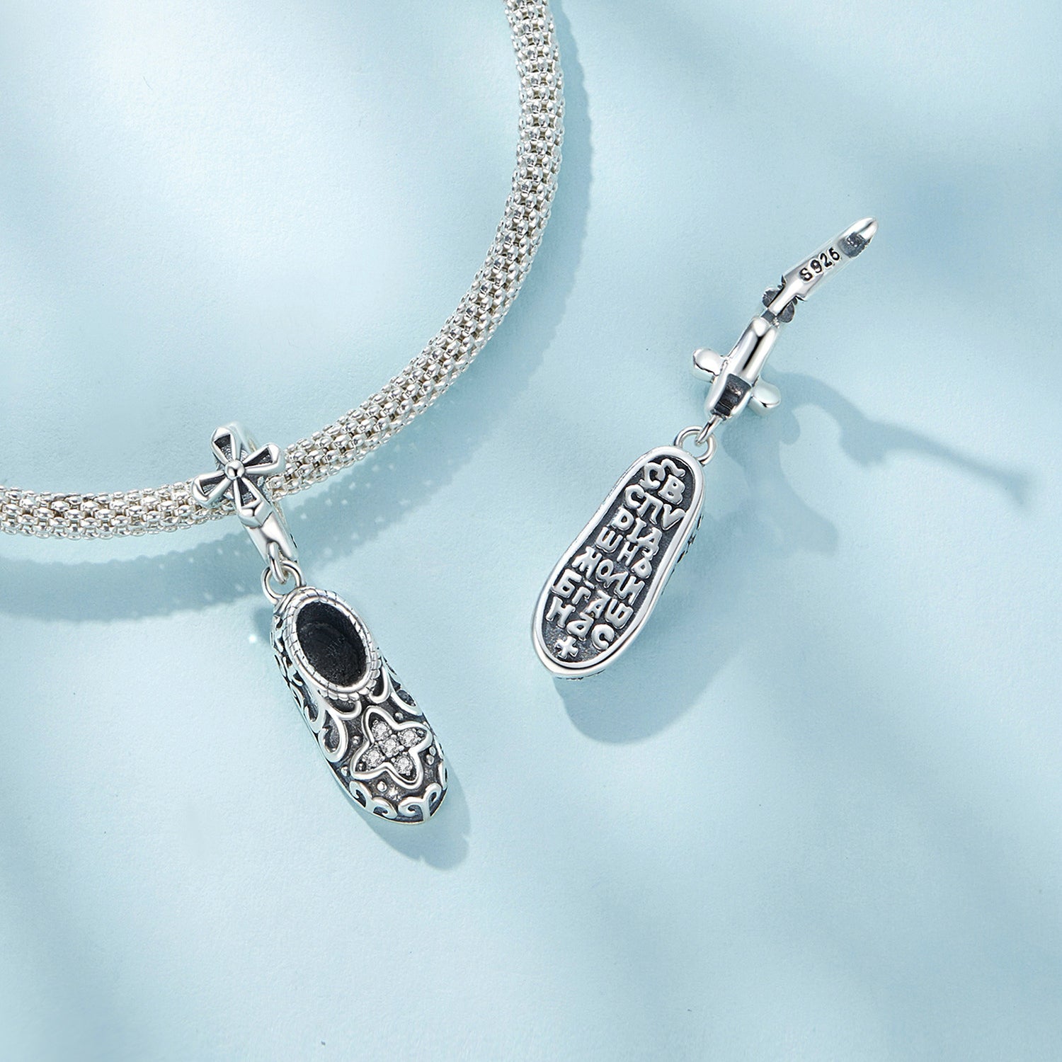 Silver Pendant Delicate Shoes CZ Dangle Charm For Sale - sursenso Pendant