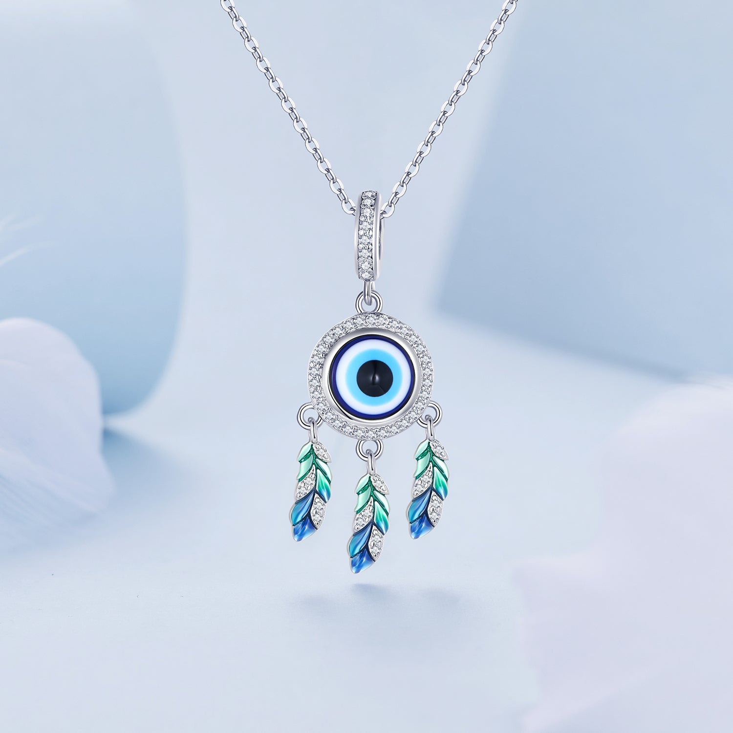 Silver Pendant Dream Catcher Eye of Devil CZ Dangle Charm For Sale - sursenso Pendant