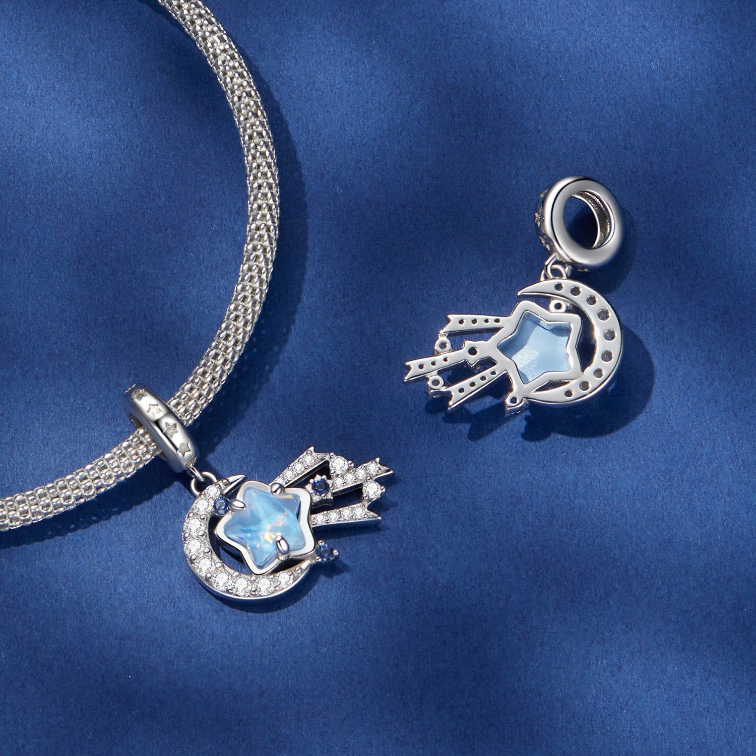 Silver Pendant Dreamy Meteor CZ Dangle Charm For Sale - sursenso Pendant